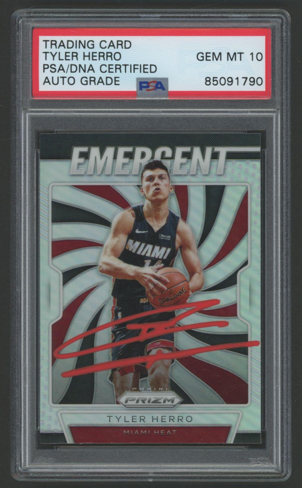 Tyler Herro Signed 2019 Prizm Emergent #5 (PSA | Autograph Graded 10) at PristineAuction.com Tyler Herro Signed 2019 Prizm Emergent #5 (PSA | Autograph Graded 10) at PristineAuction.com