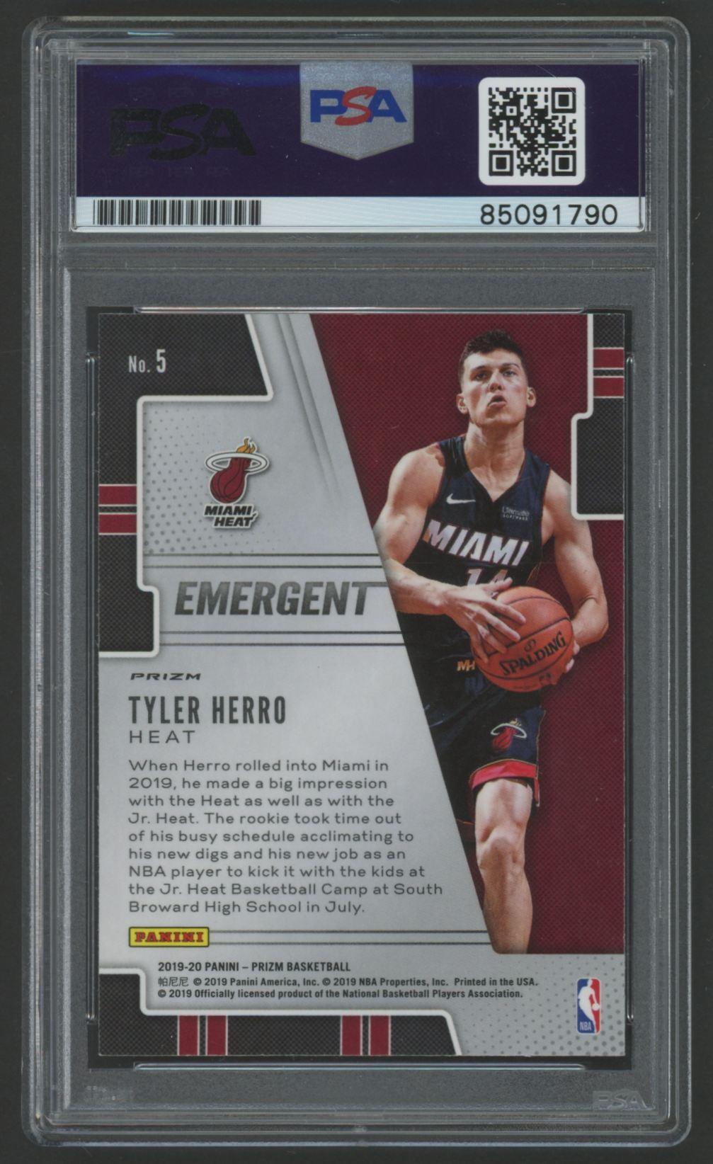 Tyler Herro Signed 2019 Prizm Emergent #5 (PSA | Autograph Graded 10) at PristineAuction.com Tyler Herro Signed 2019 Prizm Emergent #5 (PSA | Autograph Graded 10) at PristineAuction.com
