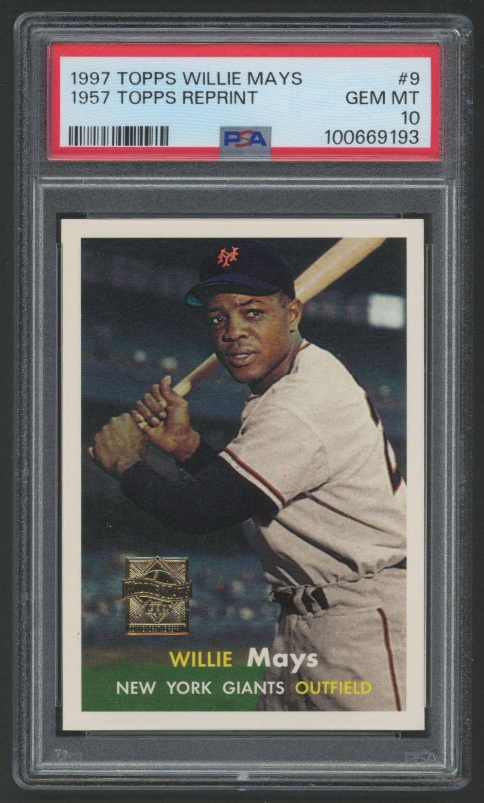 Willie Mays 1997 Topps / 1957 Reprint #9 (PSA 10) at PristineAuction.com Willie Mays 1997 Topps / 1957 Reprint #9 (PSA 10) at PristineAuction.com