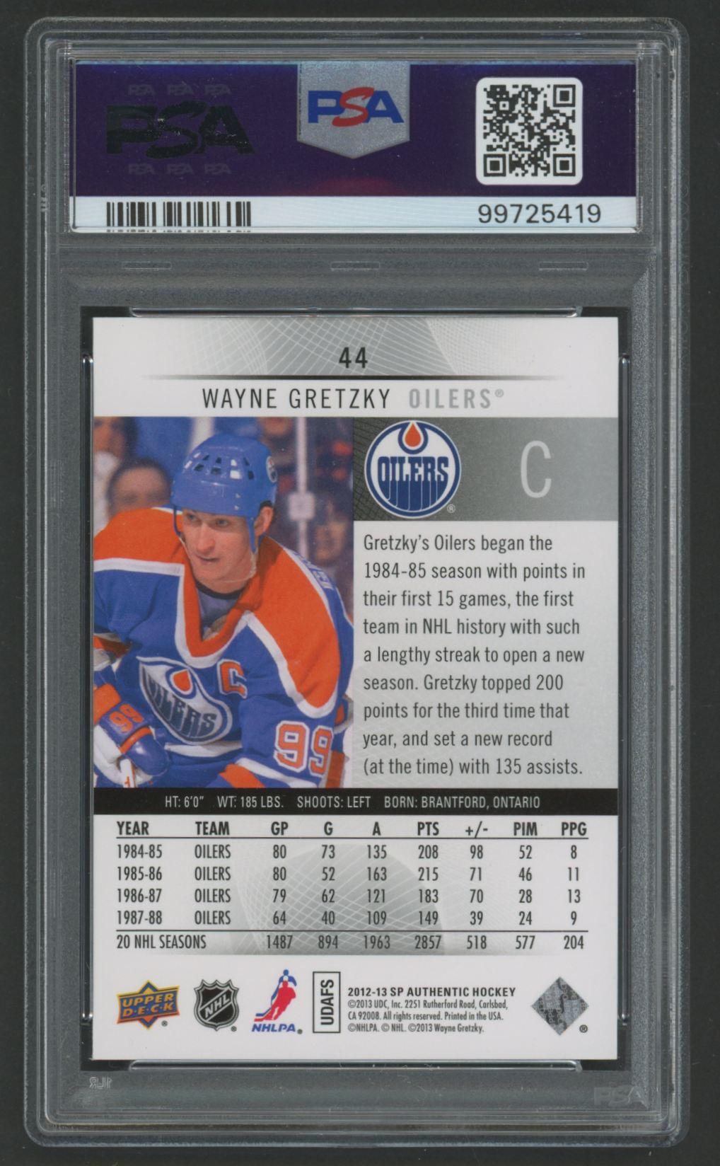 Wayne Gretzky 2012 SP Authentic #44 (PSA 10) at PristineAuction.com Wayne Gretzky 2012 SP Authentic #44 (PSA 10) at PristineAuction.com
