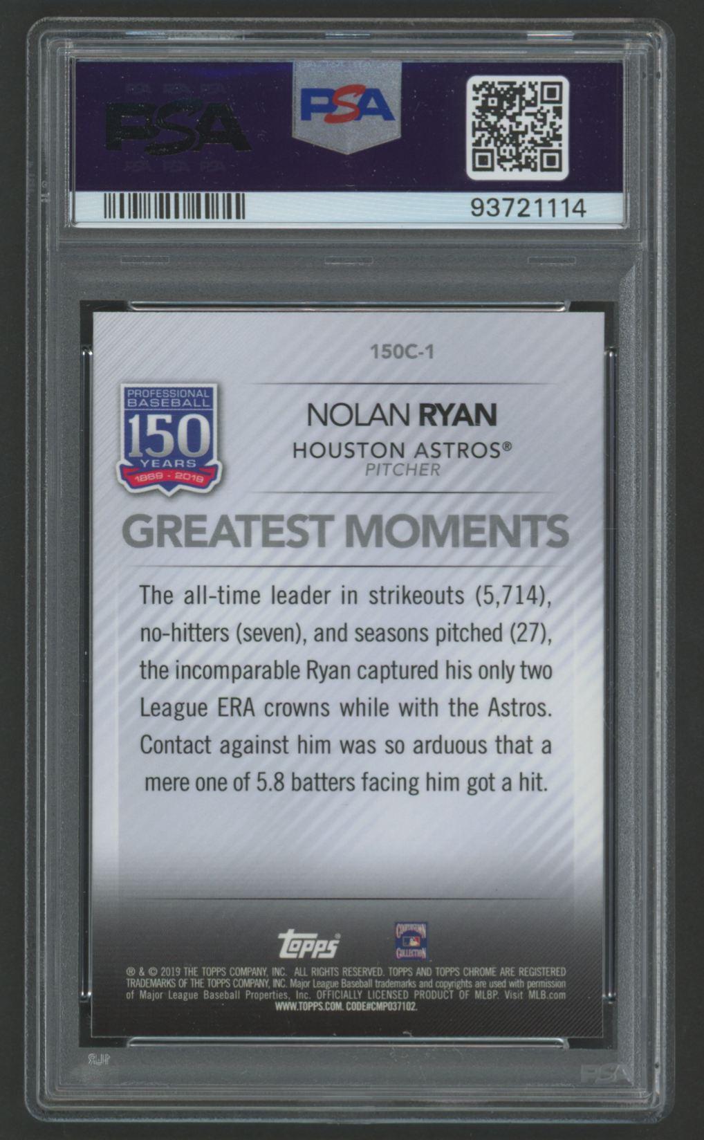 Nolan Ryan 2019 Topps Chrome Update Moments #1 (PSA 10) at PristineAuction.com Nolan Ryan 2019 Topps Chrome Update Moments #1 (PSA 10) at PristineAuction.com