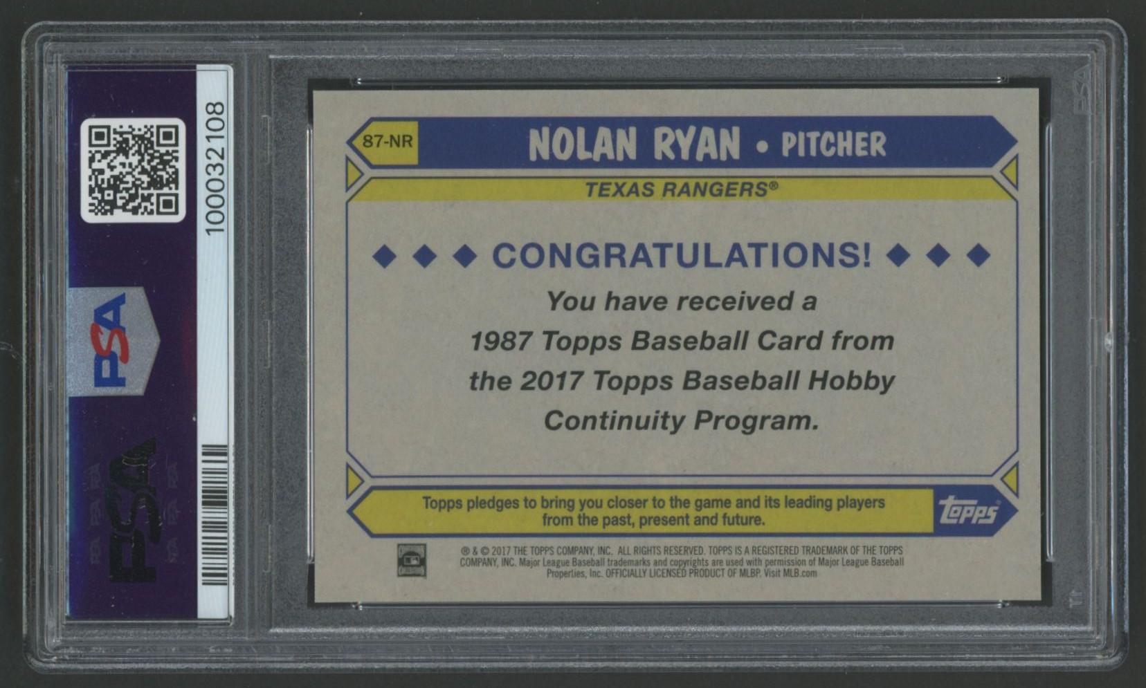 Nolan Ryan 2017 Topps Silver Pack Promo / 1987 #87NR (PSA 10) at PristineAuction.com Nolan Ryan 2017 Topps Silver Pack Promo / 1987 #87NR (PSA 10) at PristineAuction.com