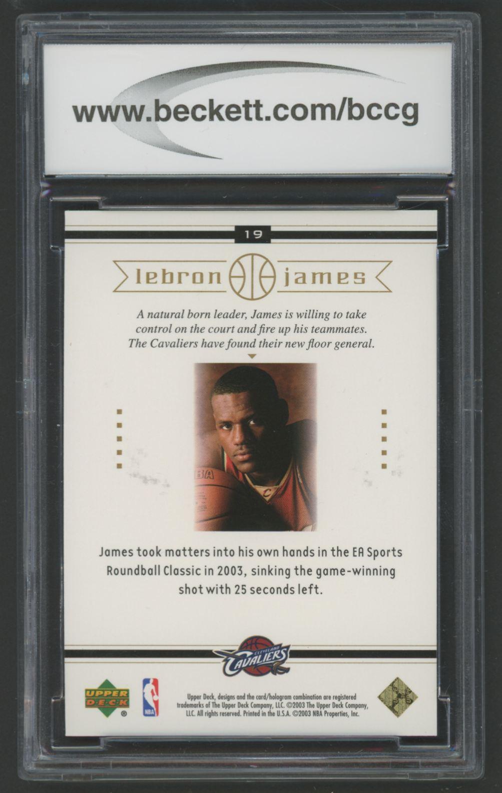 Lebron James 2003 Upper Deck Lebron James Box Set #19 RC (BCCG 10) at PristineAuction.com Lebron James 2003 Upper Deck Lebron James Box Set #19 RC (BCCG 10) at PristineAuction.com