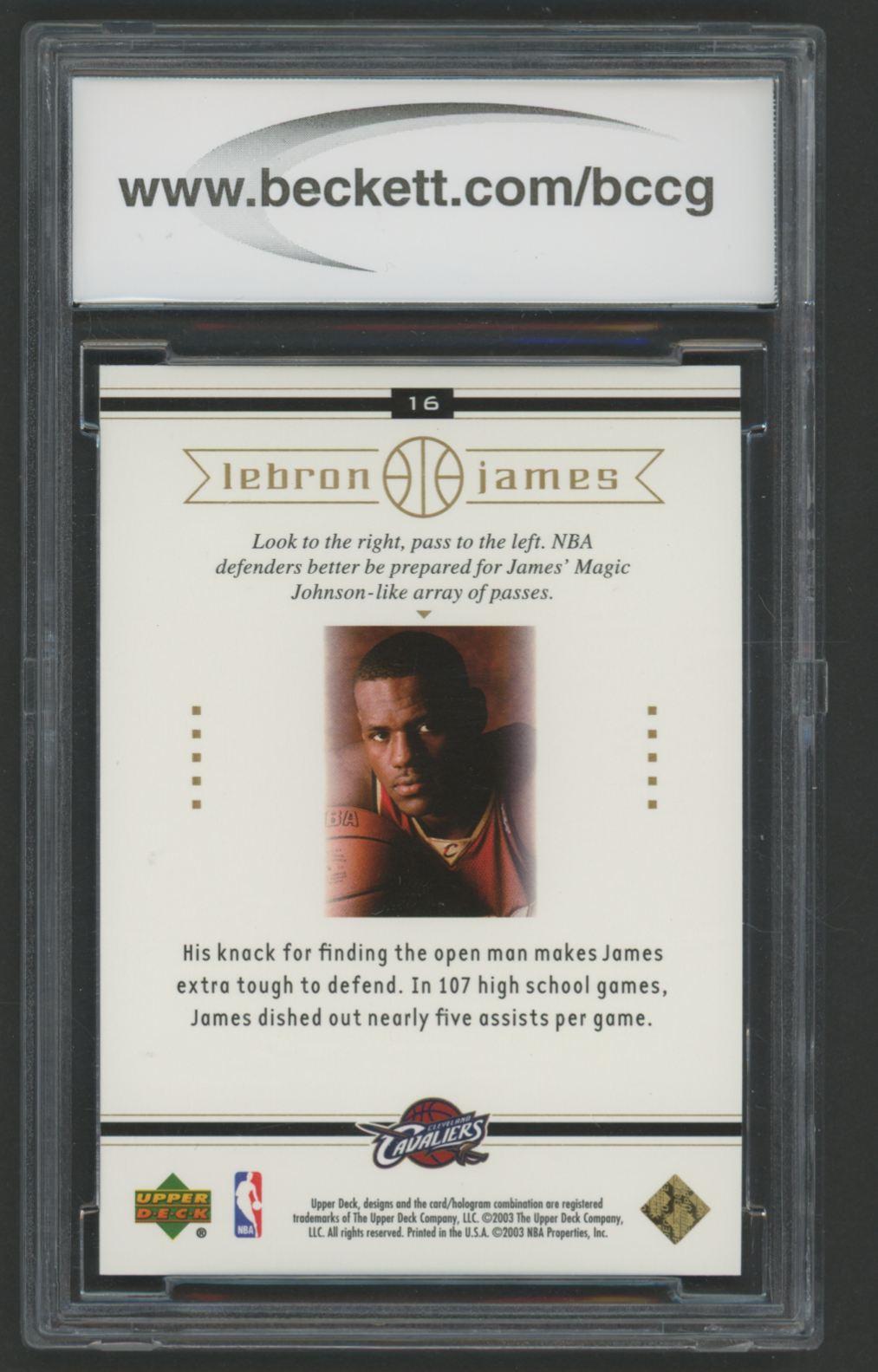 Lebron James 2003 Upper Deck Lebron James Box Set #16 RC (BCCG 10) at PristineAuction.com Lebron James 2003 Upper Deck Lebron James Box Set #16 RC (BCCG 10) at PristineAuction.com