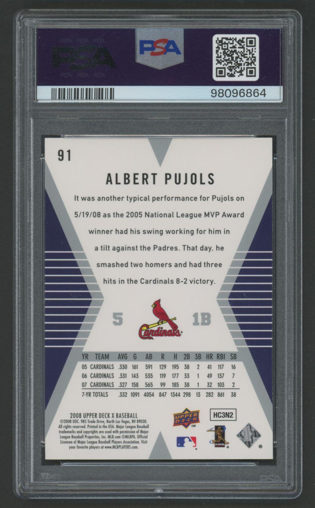 Albert Pujols 2008 Upper Deck X #91 (PSA 10) at PristineAuction.com Albert Pujols 2008 Upper Deck X #91 (PSA 10) at PristineAuction.com