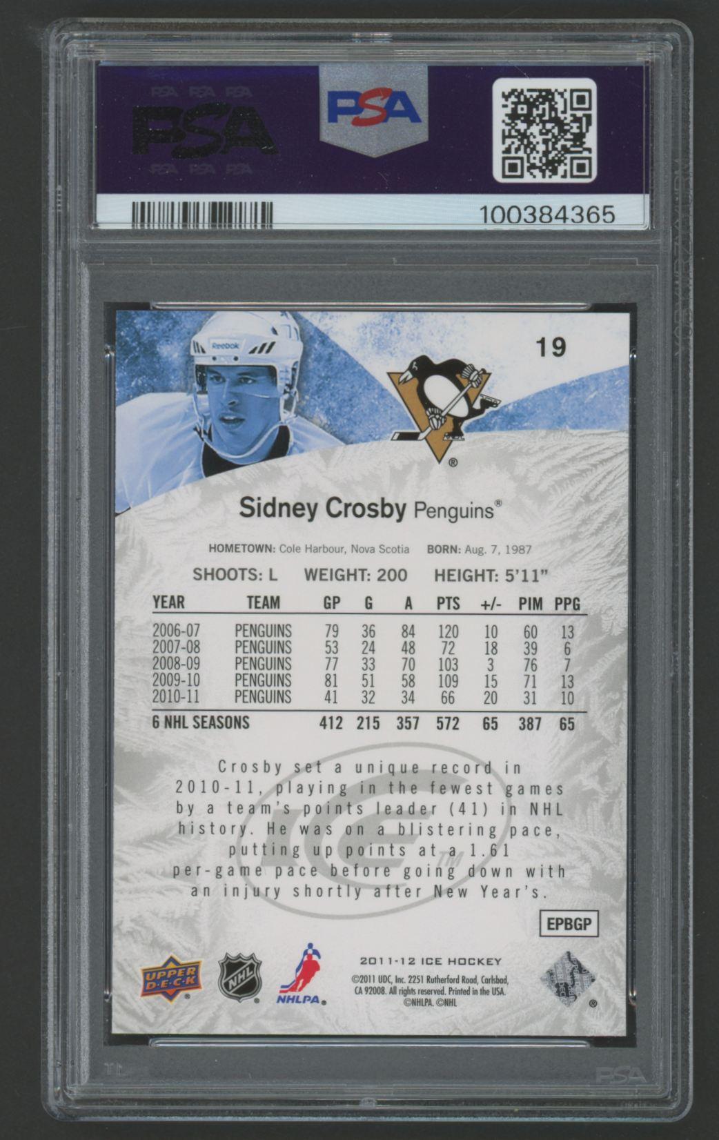Sidney Crosby 2011 Upper Deck Ice #19 (PSA 10) at PristineAuction.com Sidney Crosby 2011 Upper Deck Ice #19 (PSA 10) at PristineAuction.com