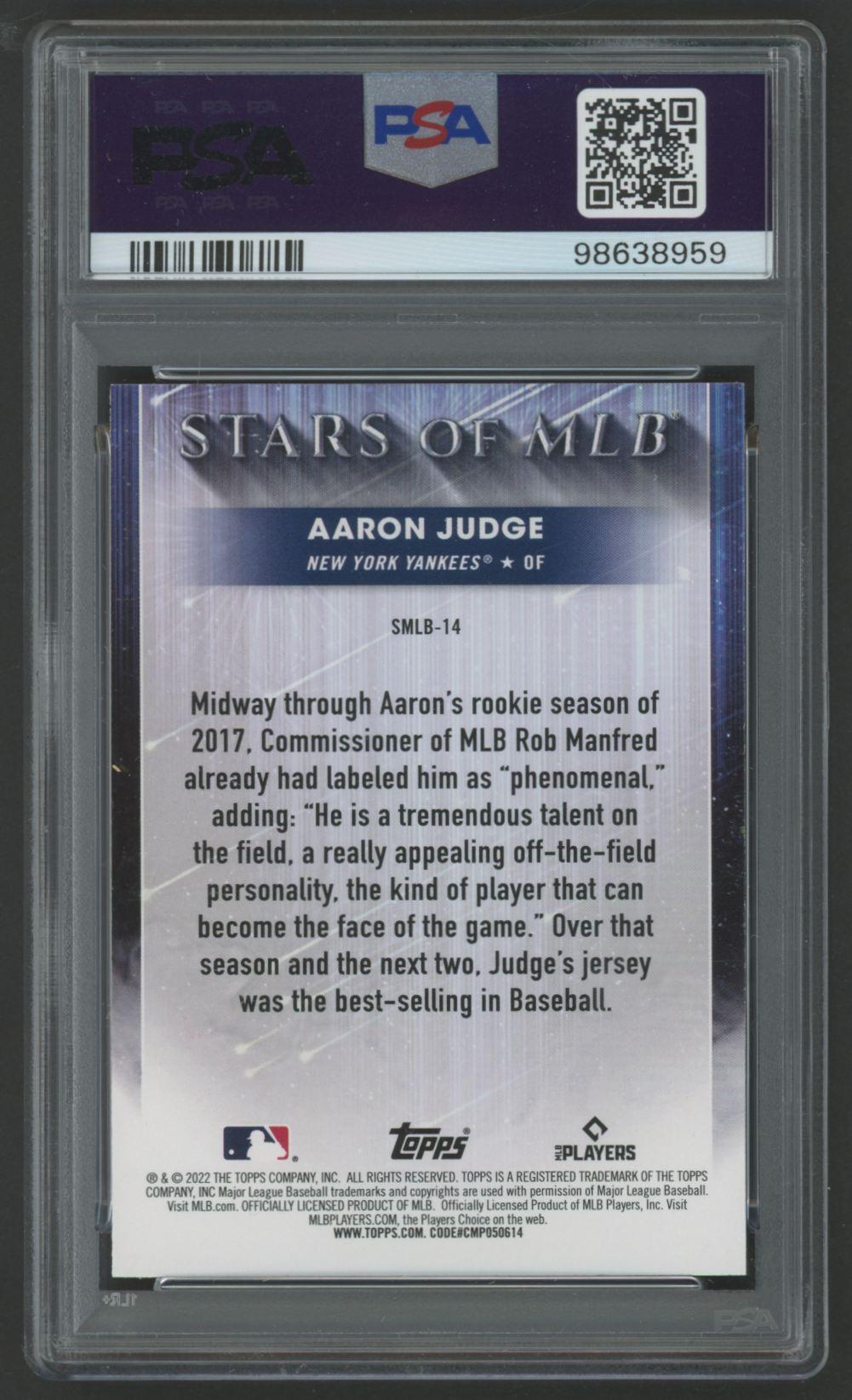 Aaron Judge 2022 Topps Stars of MLB #SMLB14 (PSA 10) at PristineAuction.com Aaron Judge 2022 Topps Stars of MLB #SMLB14 (PSA 10) at PristineAuction.com