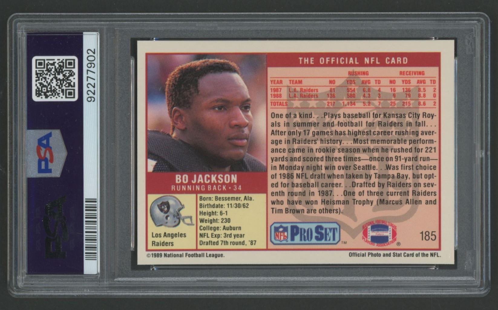 Bo Jackson 1989 Pro Set #185 (PSA 10) at PristineAuction.com Bo Jackson 1989 Pro Set #185 (PSA 10) at PristineAuction.com