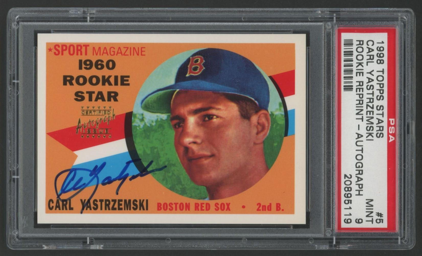 Carl Yastrzemski 1998 Topps Stars Rookie Reprints Autographs #5 (PSA 9) at PristineAuction.com Carl Yastrzemski 1998 Topps Stars Rookie Reprints Autographs #5 (PSA 9) at PristineAuction.com