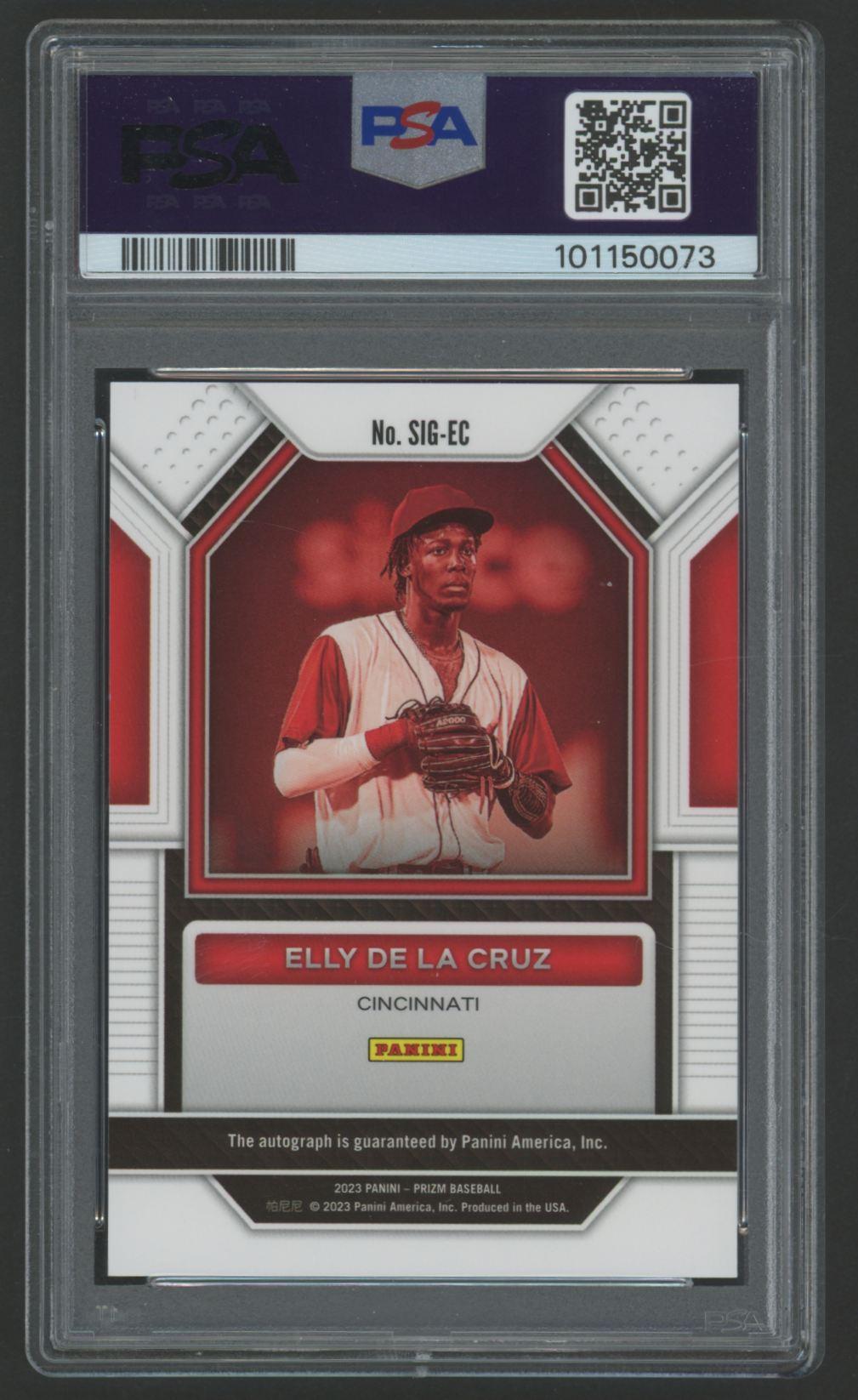 Elly De La Cruz 2023 Panini Prizm Signature #SIGEC RC (PSA 9) at PristineAuction.com Elly De La Cruz 2023 Panini Prizm Signature #SIGEC RC (PSA 9) at PristineAuction.com