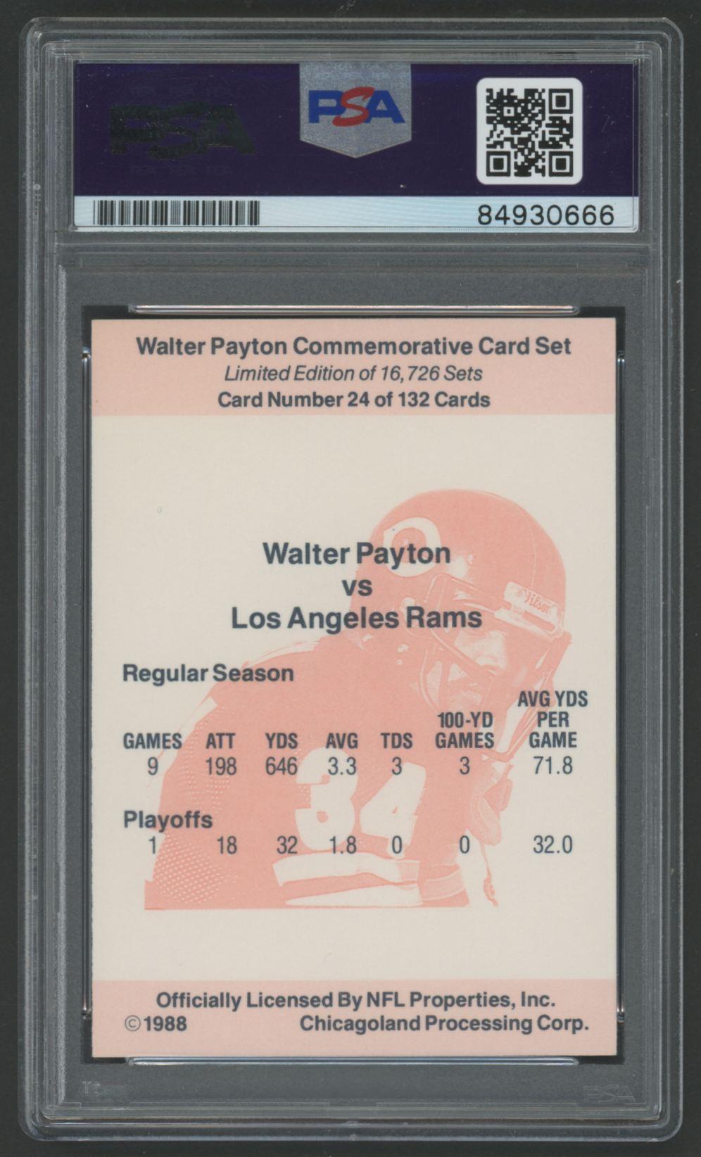 Walter Payton Signed 1988 Walter Payton Commemorative #24 (PSA) at PristineAuction.com Walter Payton Signed 1988 Walter Payton Commemorative #24 (PSA) at PristineAuction.com