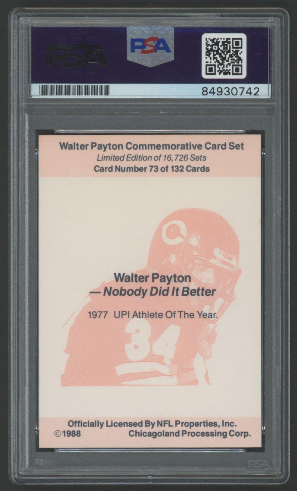 Walter Payton Signed 1988 Walter Payton Commemorative #73 (PSA) at PristineAuction.com Walter Payton Signed 1988 Walter Payton Commemorative #73 (PSA) at PristineAuction.com