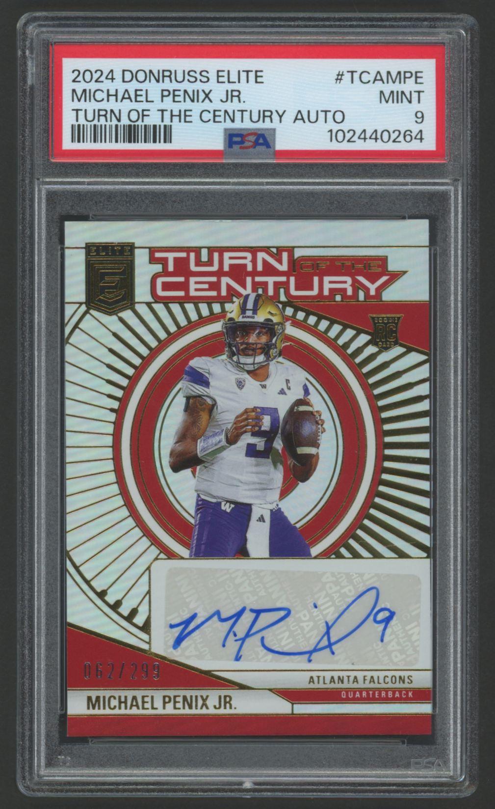Michael Penix Jr. 2024 Elite Turn of the Century Autographs #27 #62/299 (PSA 9) at PristineAuction.com Michael Penix Jr. 2024 Elite Turn of the Century Autographs #27 #62/299 (PSA 9) at PristineAuction.com