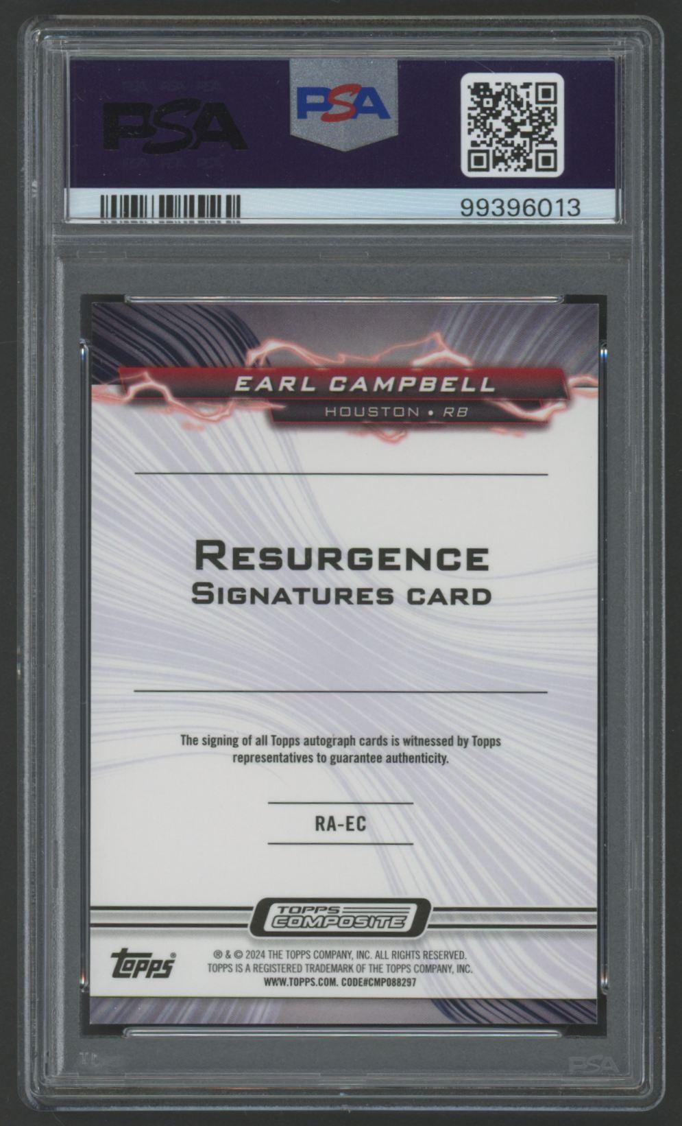 Earl Campbell 2023 Topps Composite Resurgence Signature #RAEC (PSA 9 | Autograph Graded 10) at PristineAuction.com Earl Campbell 2023 Topps Composite Resurgence Signature #RAEC (PSA 9 | Autograph Graded 10) at PristineAuction.com