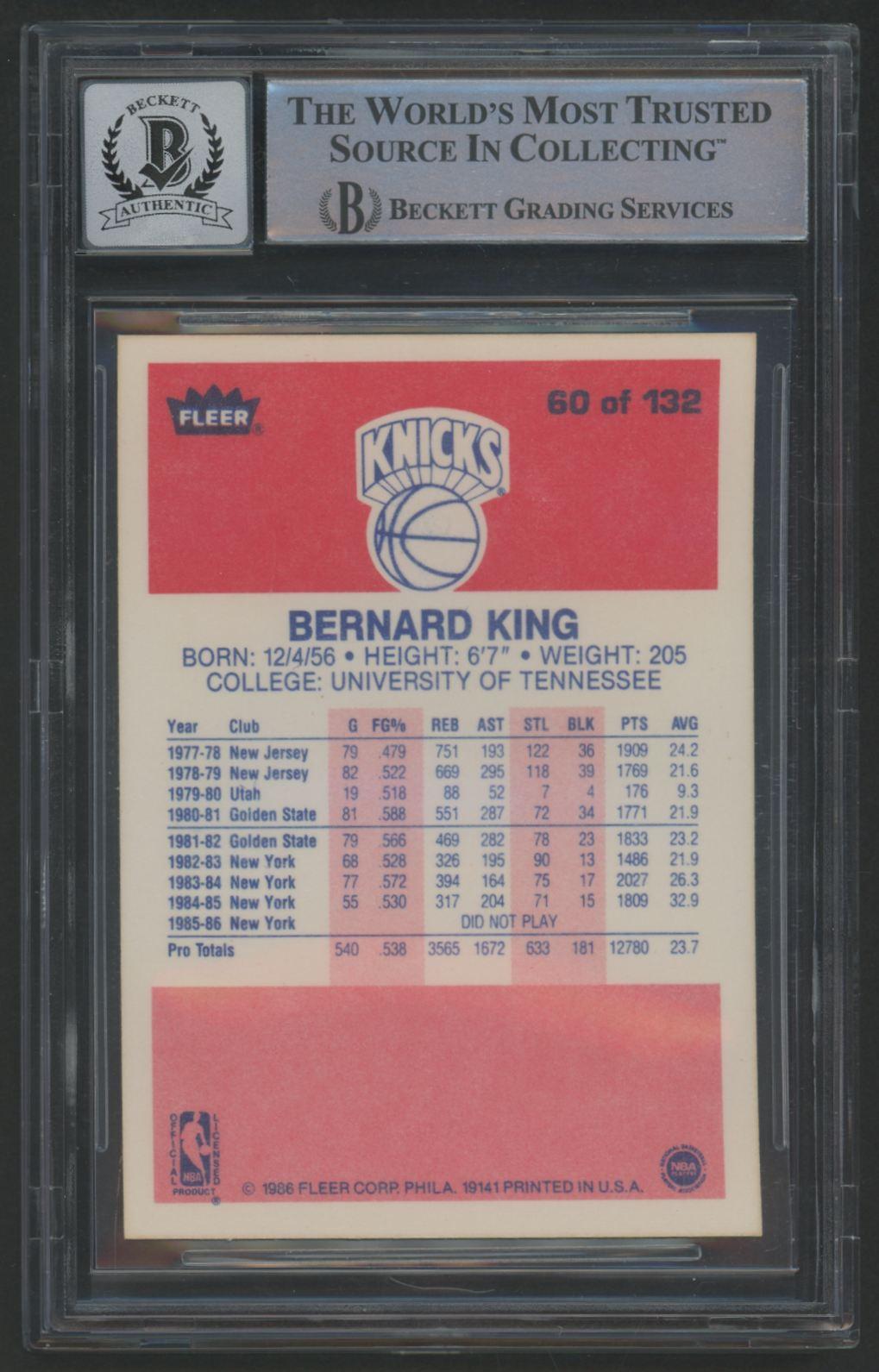 Bernard King Signed 1986-87 Fleer #60 (BGS | Autograph Graded 10) at PristineAuction.com Bernard King Signed 1986-87 Fleer #60 (BGS | Autograph Graded 10) at PristineAuction.com