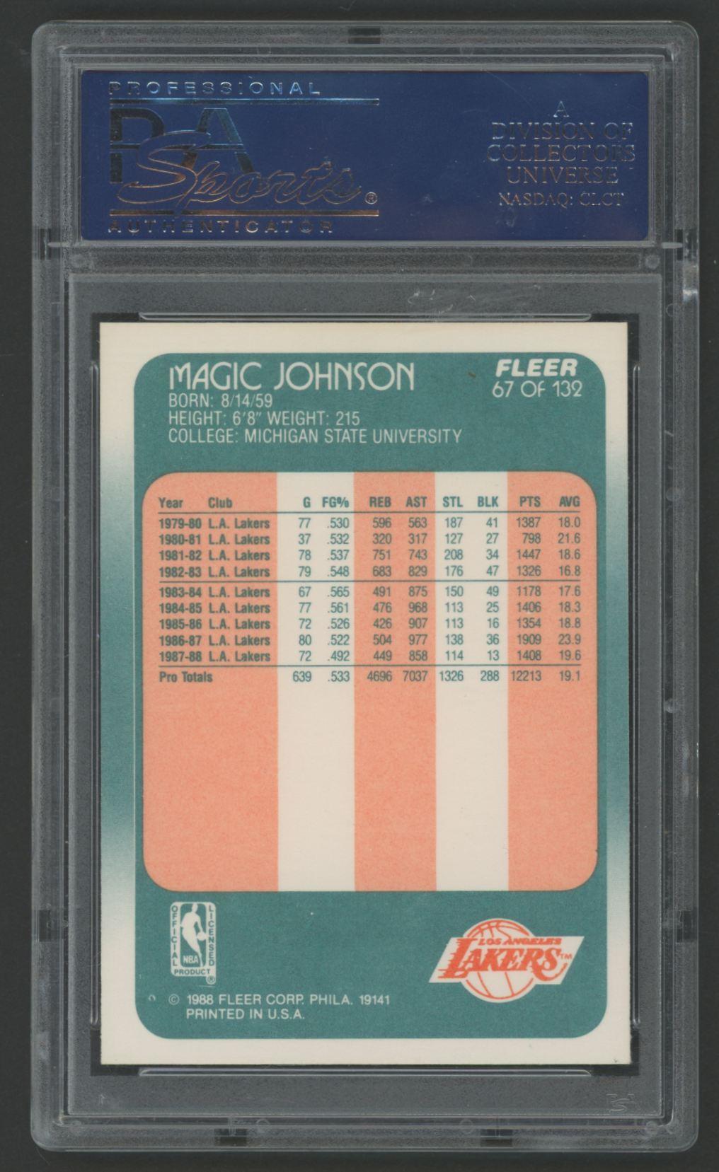 Magic Johnson 1988 Fleer #67 (PSA 9) at PristineAuction.com Magic Johnson 1988 Fleer #67 (PSA 9) at PristineAuction.com