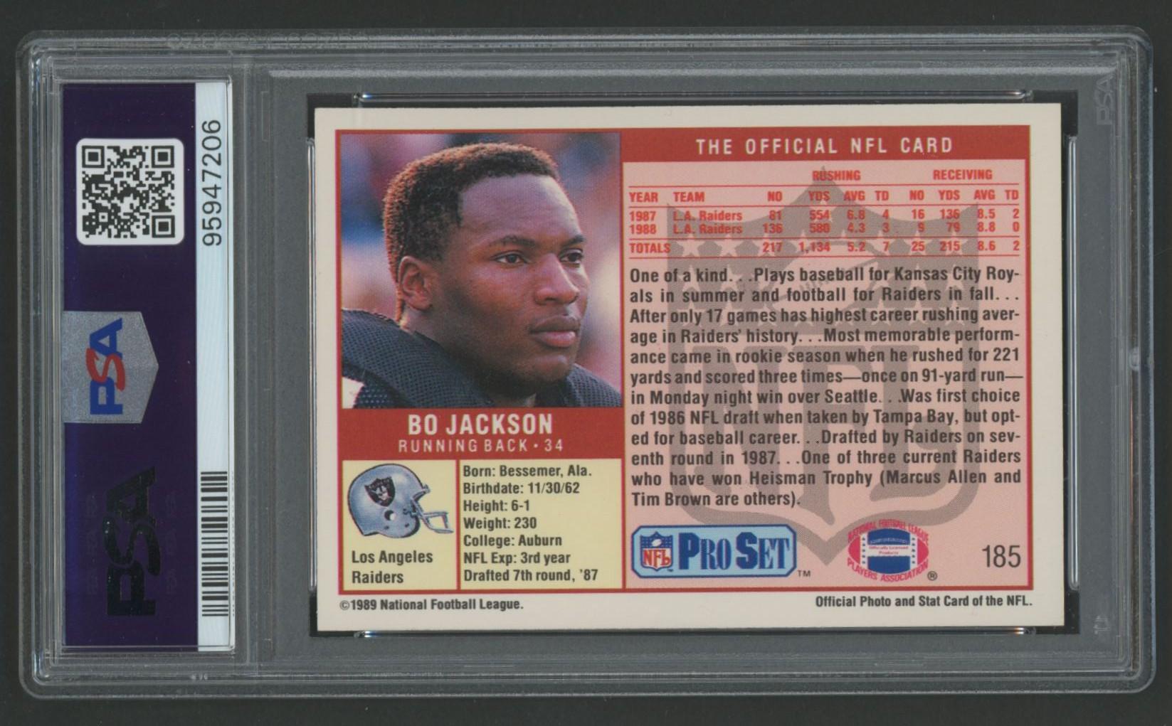 Bo Jackson 1989 Pro Set #185 (PSA 10) at PristineAuction.com Bo Jackson 1989 Pro Set #185 (PSA 10) at PristineAuction.com