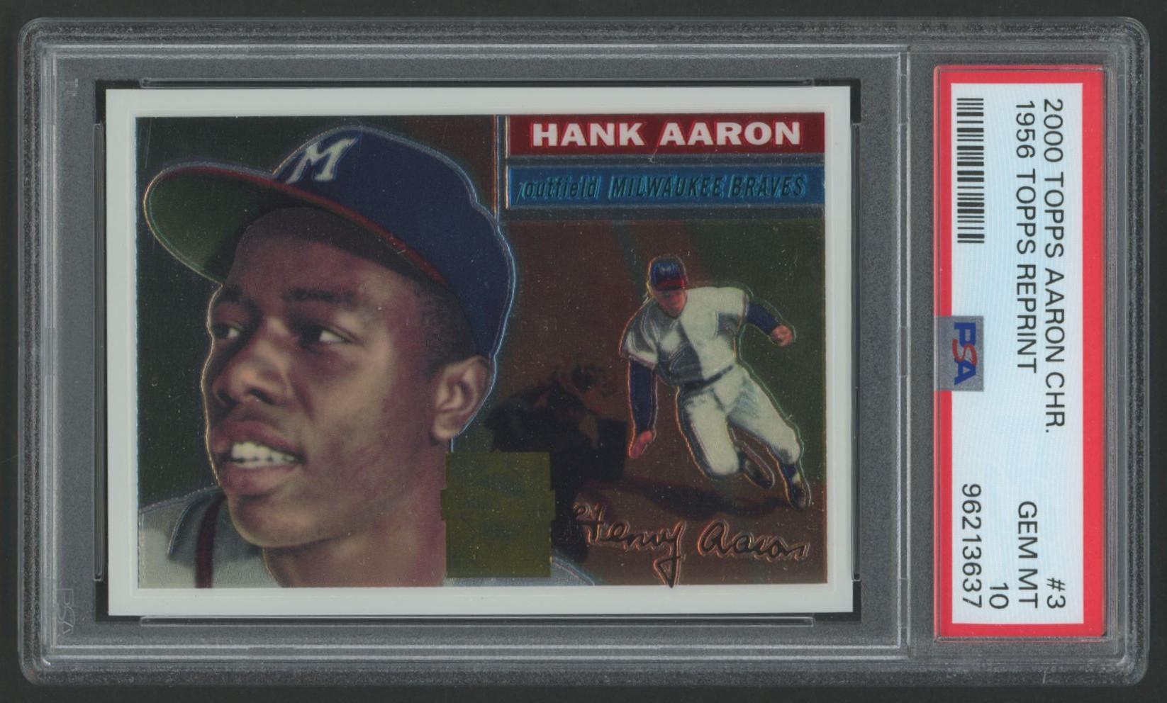 Hank Aaron 2000 Topps Chrome / 1956 Reprint #3 (PSA 10) at PristineAuction.com Hank Aaron 2000 Topps Chrome / 1956 Reprint #3 (PSA 10) at PristineAuction.com