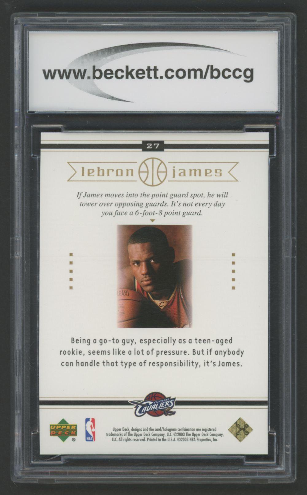 Lebron James 2003 Upper Deck Lebron James Box Set #27 RC (BCCG 10) at PristineAuction.com Lebron James 2003 Upper Deck Lebron James Box Set #27 RC (BCCG 10) at PristineAuction.com