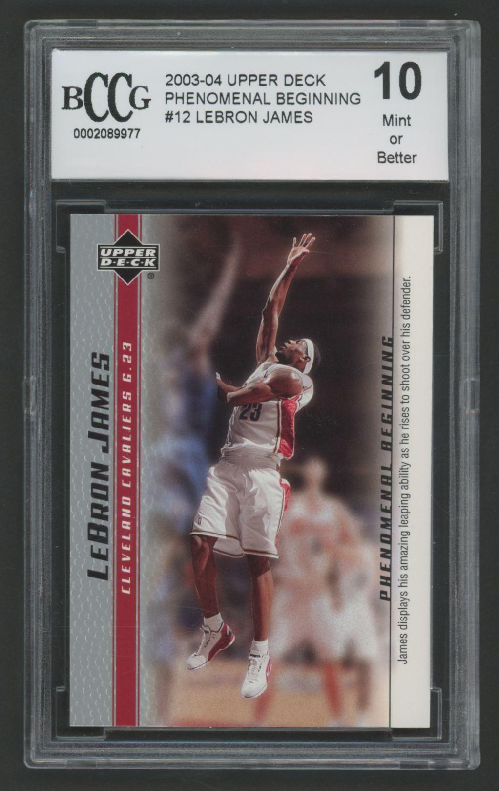 LeBron James 2003-04 Upper Deck Phenomenal Beginning LeBron James #12 RC (BCCG 10) at PristineAuction.com LeBron James 2003-04 Upper Deck Phenomenal Beginning LeBron James #12 RC (BCCG 10) at PristineAuction.com
