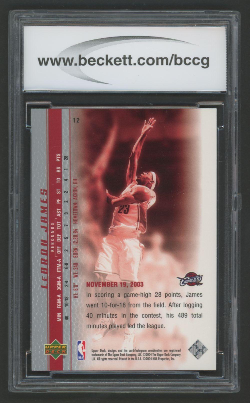 LeBron James 2003-04 Upper Deck Phenomenal Beginning LeBron James #12 RC (BCCG 10) at PristineAuction.com LeBron James 2003-04 Upper Deck Phenomenal Beginning LeBron James #12 RC (BCCG 10) at PristineAuction.com