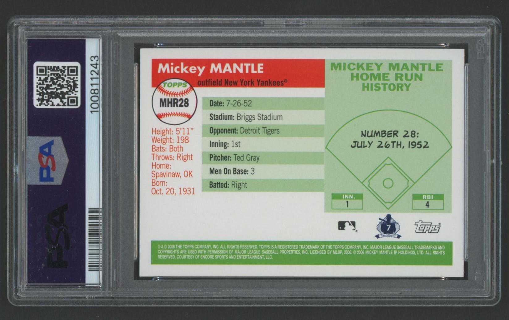 Mickey Mantle 2006 Topps Mantle Home Run History #28 (PSA 10) at PristineAuction.com Mickey Mantle 2006 Topps Mantle Home Run History #28 (PSA 10) at PristineAuction.com
