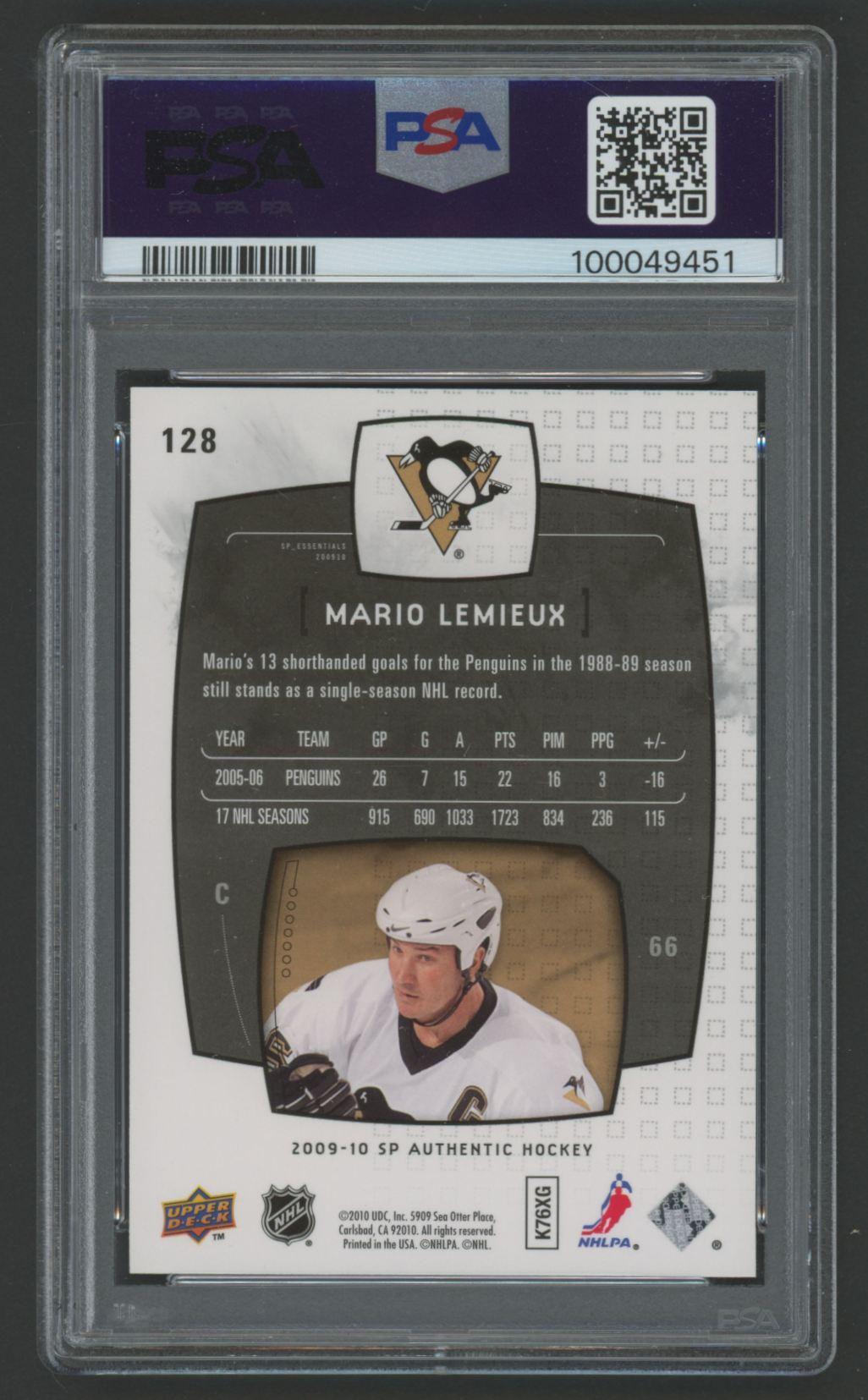 Mario Lemieux 2009 SP Authentic Essentials #128 #37/1999 (PSA 10) at PristineAuction.com Mario Lemieux 2009 SP Authentic Essentials #128 #37/1999 (PSA 10) at PristineAuction.com