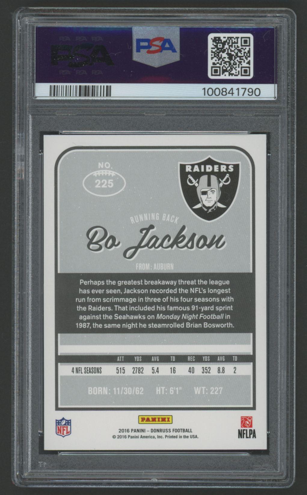 Bo Jackson 2016 Donruss #225 (PSA 10) at PristineAuction.com Bo Jackson 2016 Donruss #225 (PSA 10) at PristineAuction.com