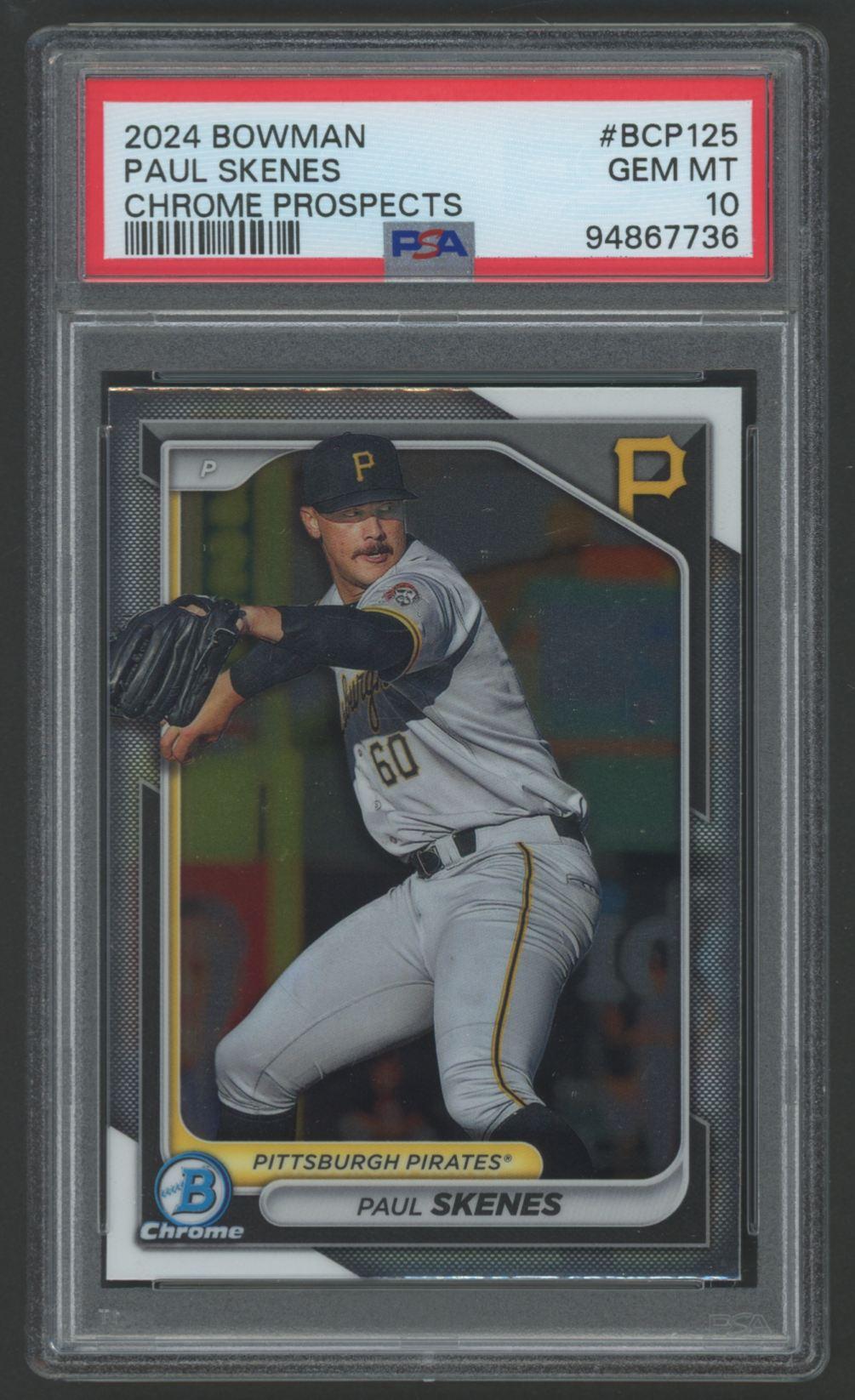Paul Skenes 2024 Bowman Chrome Prospect #BCP125 (PSA 10) at PristineAuction.com Paul Skenes 2024 Bowman Chrome Prospect #BCP125 (PSA 10) at PristineAuction.com
