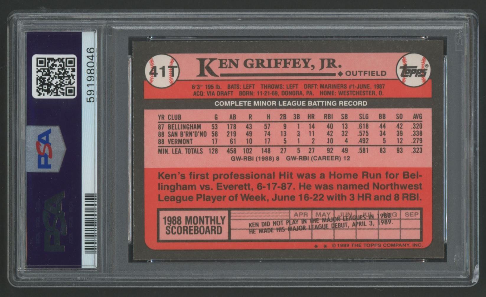 Ken Griffey Jr. 1989 Topps Traded #41T RC (PSA 9) at PristineAuction.com Ken Griffey Jr. 1989 Topps Traded #41T RC (PSA 9) at PristineAuction.com