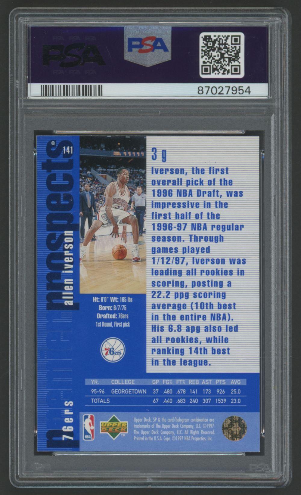 Allen Iverson 1996-97 SP #141 RC (PSA 9) at PristineAuction.com Allen Iverson 1996-97 SP #141 RC (PSA 9) at PristineAuction.com