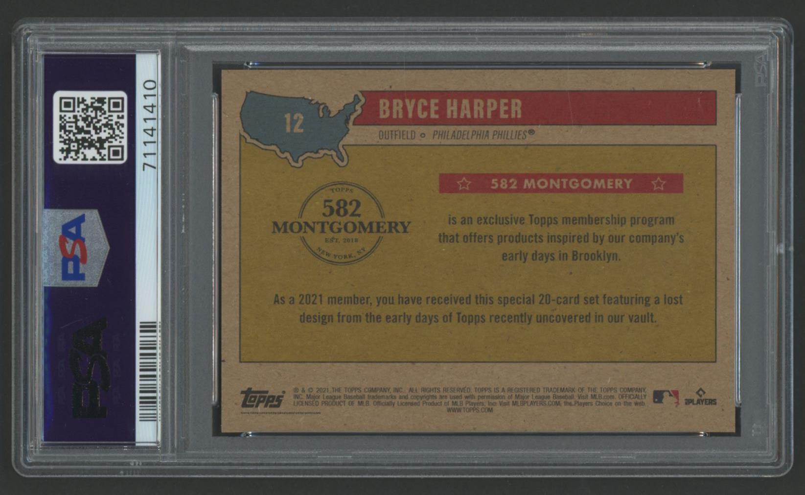 Bryce Harper 2020-21 Topps 582 Montgomery #12 (PSA 10) at PristineAuction.com Bryce Harper 2020-21 Topps 582 Montgomery #12 (PSA 10) at PristineAuction.com