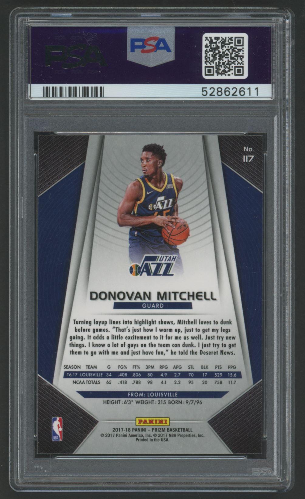 Donovan Mitchell 2017-18 Panini Prizm #117 RC (PSA 10) at PristineAuction.com Donovan Mitchell 2017-18 Panini Prizm #117 RC (PSA 10) at PristineAuction.com