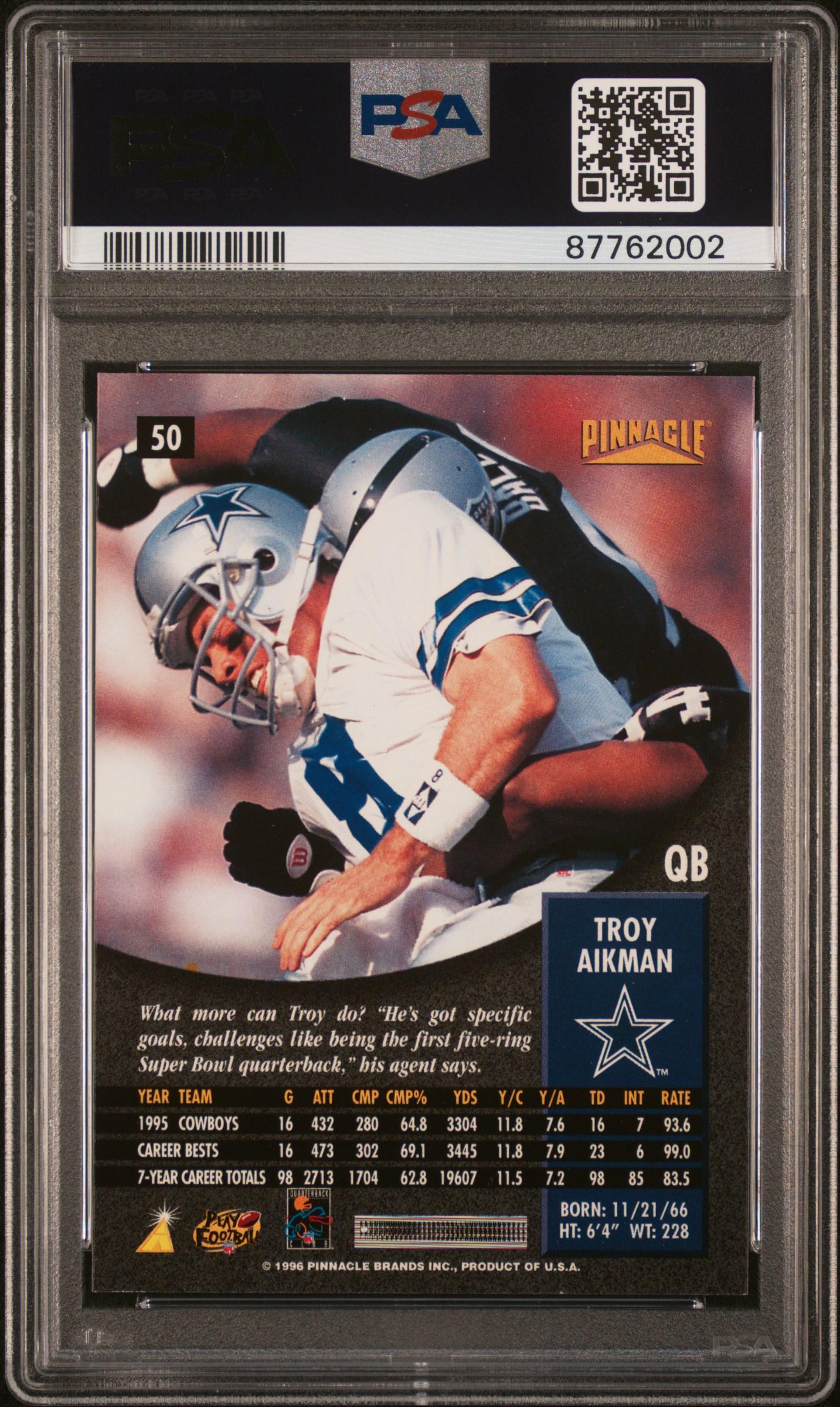 Troy Aikman 1996 Pinnacle #50 (PSA 10) at PristineAuction.com Troy Aikman 1996 Pinnacle #50 (PSA 10) at PristineAuction.com