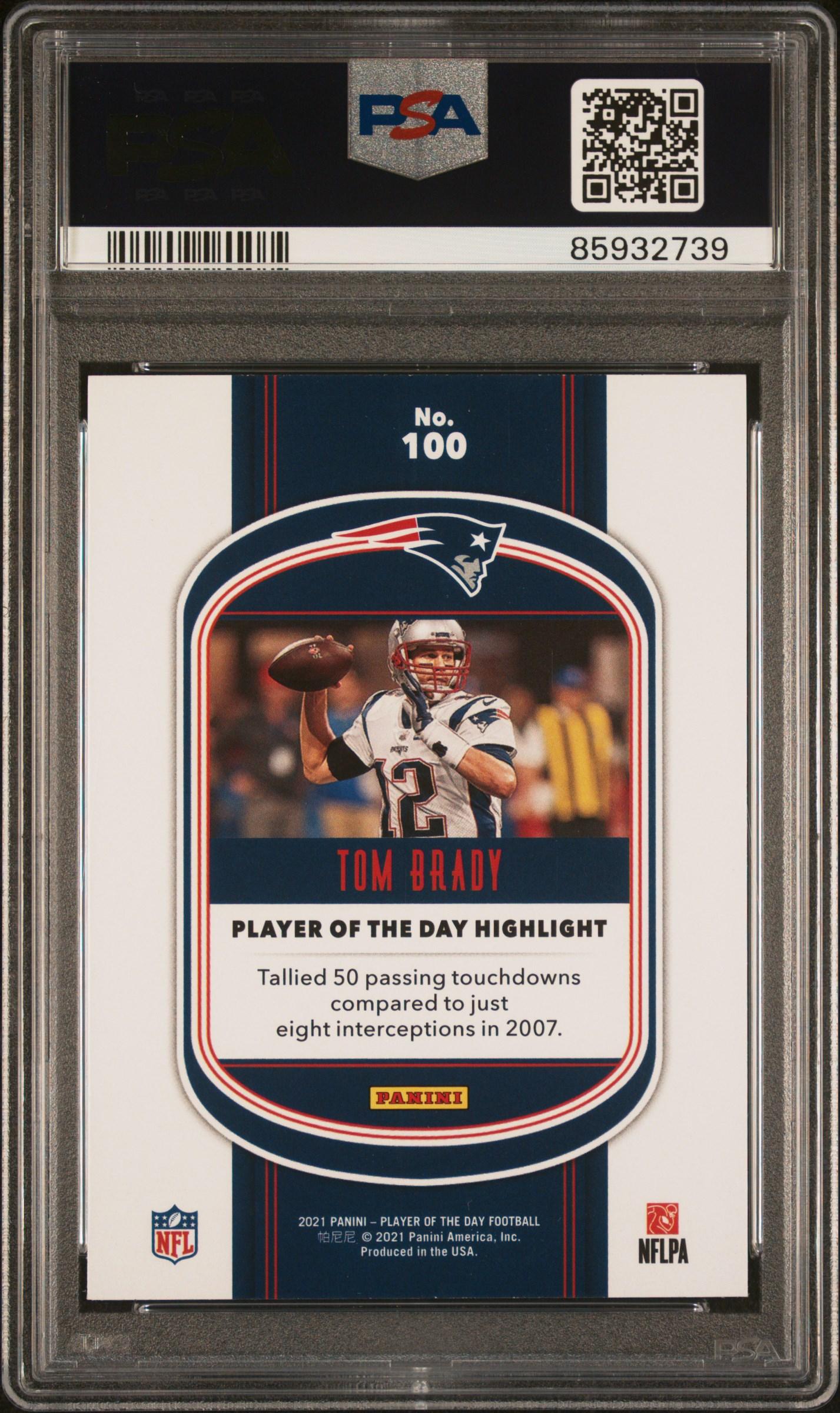 Tom Brady 2021 Panini NFL Player of the Day #100 (PSA 10) at PristineAuction.com Tom Brady 2021 Panini NFL Player of the Day #100 (PSA 10) at PristineAuction.com