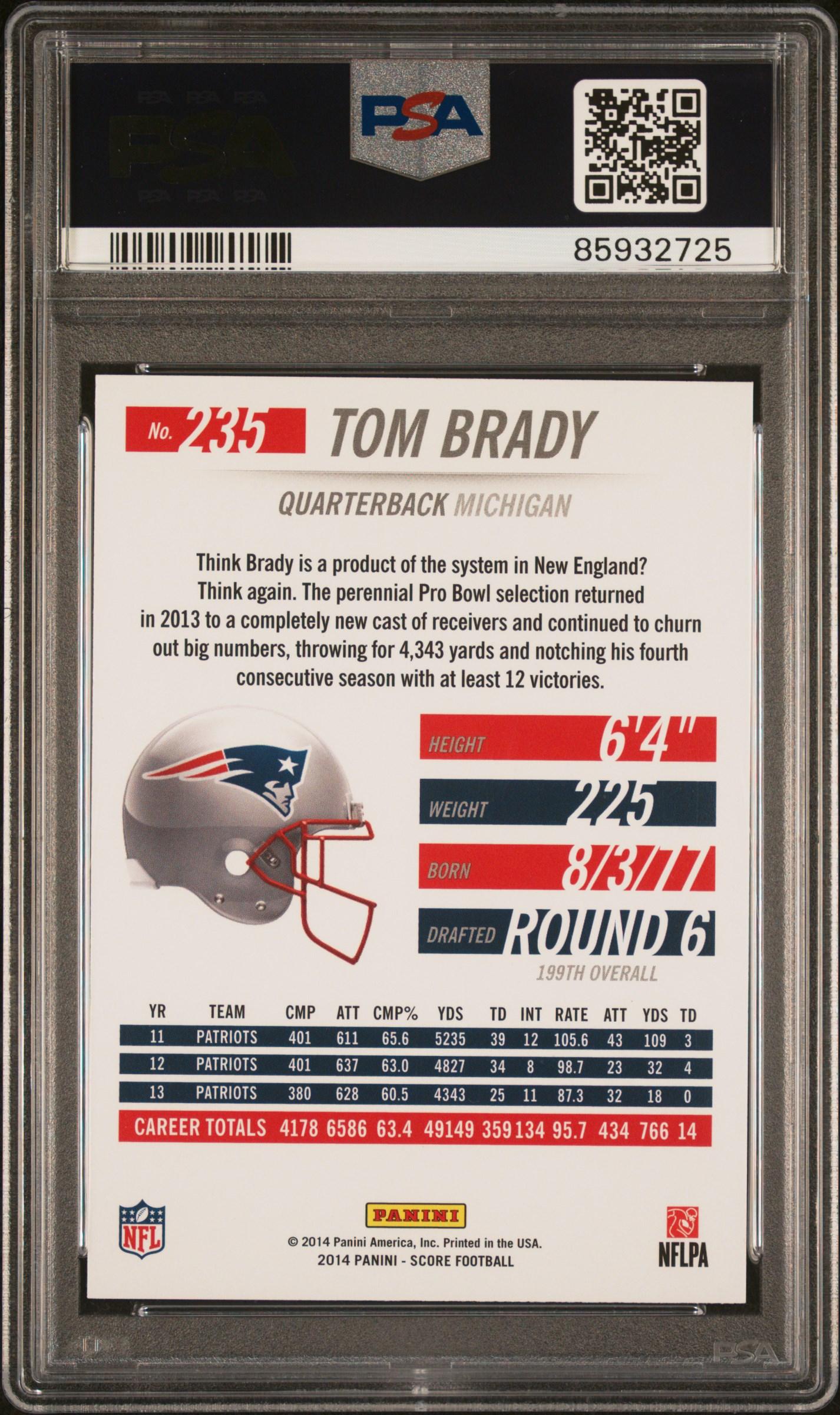 Tom Brady 2014 Panini Score #235 (PSA 10) at PristineAuction.com Tom Brady 2014 Panini Score #235 (PSA 10) at PristineAuction.com