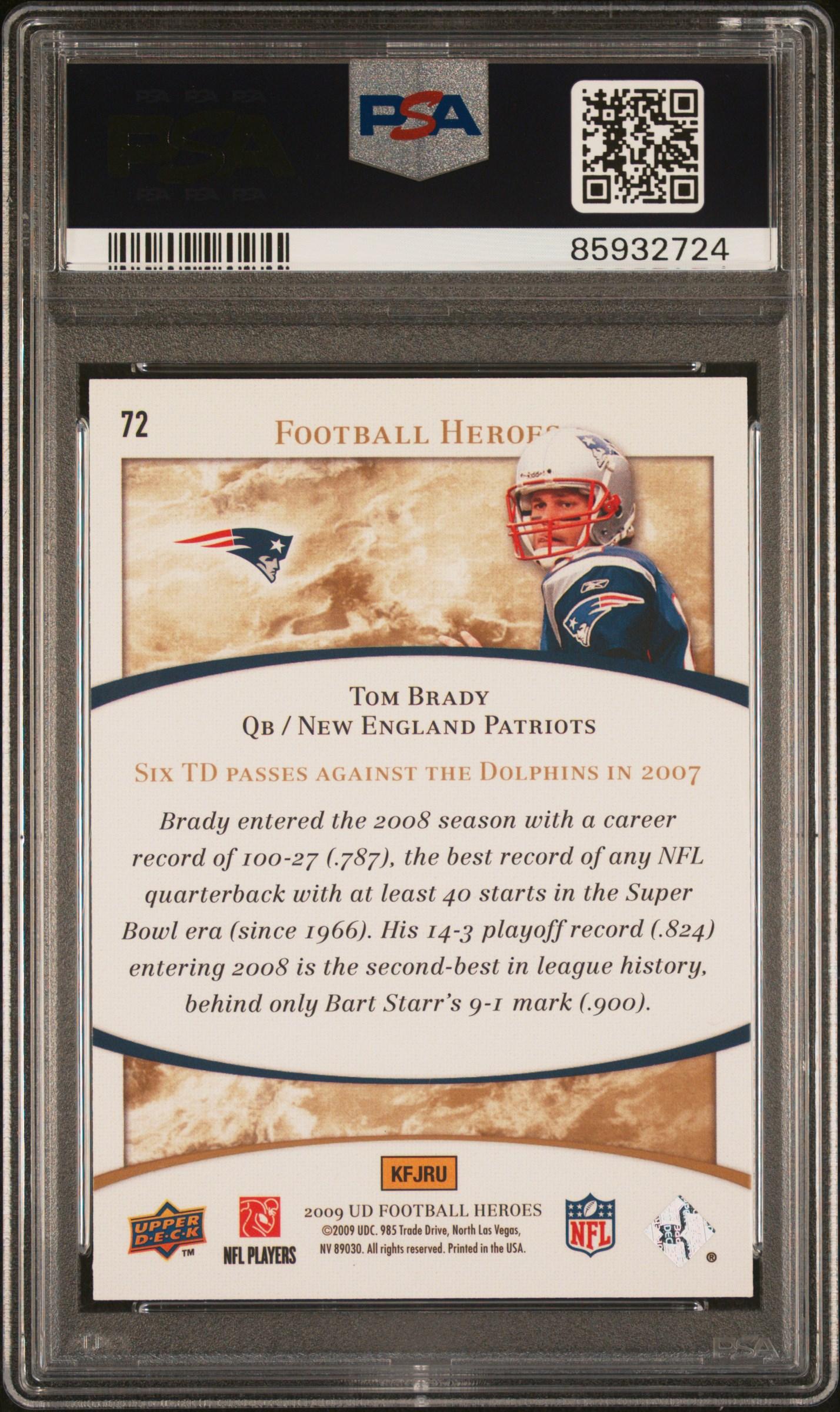 Tom Brady 2009 Upper Deck Heroes #72 (PSA 10) at PristineAuction.com Tom Brady 2009 Upper Deck Heroes #72 (PSA 10) at PristineAuction.com