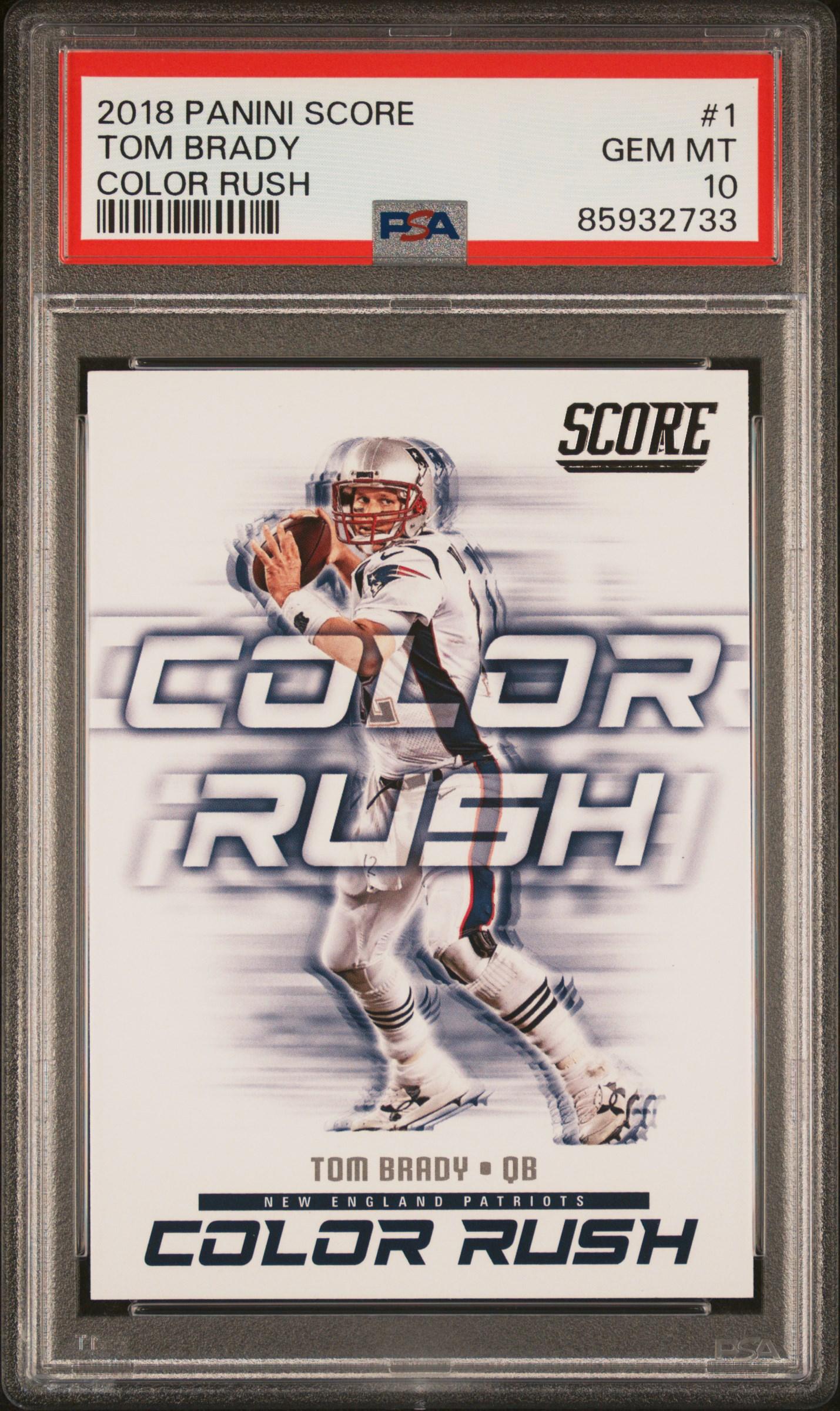 Tom Brady 2018 Panini Score Color Rush #1 (PSA 10) at PristineAuction.com Tom Brady 2018 Panini Score Color Rush #1 (PSA 10) at PristineAuction.com