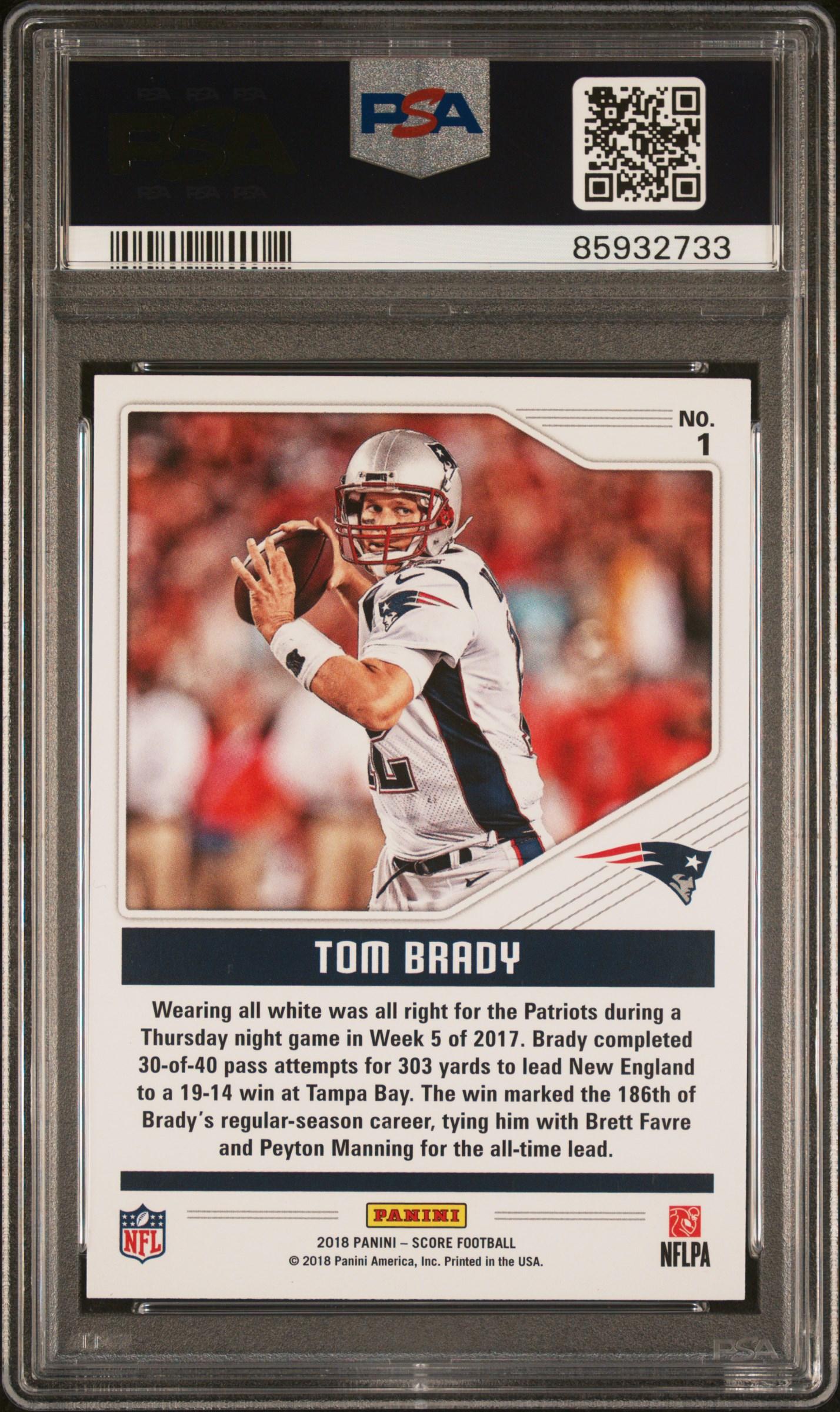 Tom Brady 2018 Panini Score Color Rush #1 (PSA 10) at PristineAuction.com Tom Brady 2018 Panini Score Color Rush #1 (PSA 10) at PristineAuction.com