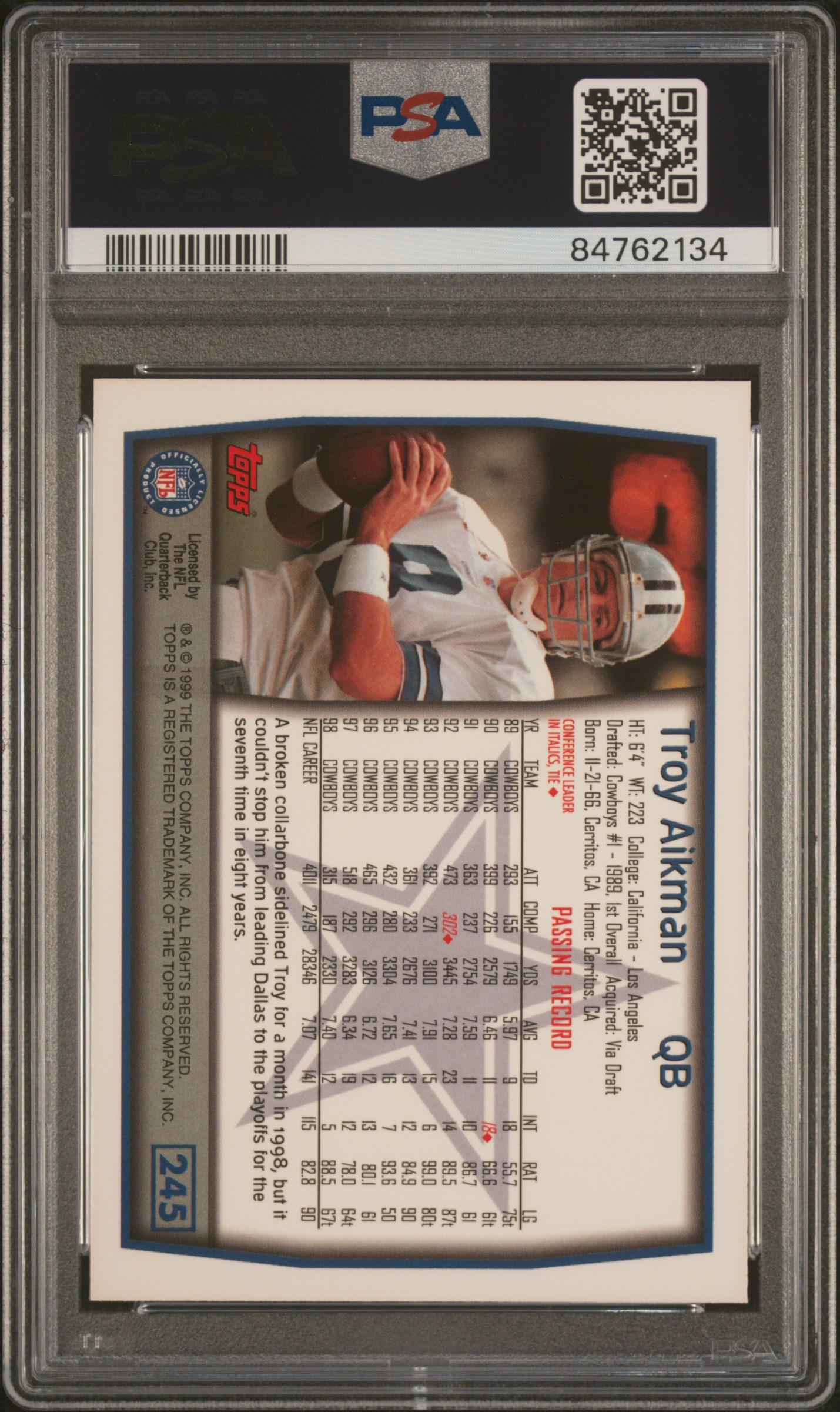 Troy Aikman 1999 Topps #245 (PSA 10) at PristineAuction.com Troy Aikman 1999 Topps #245 (PSA 10) at PristineAuction.com