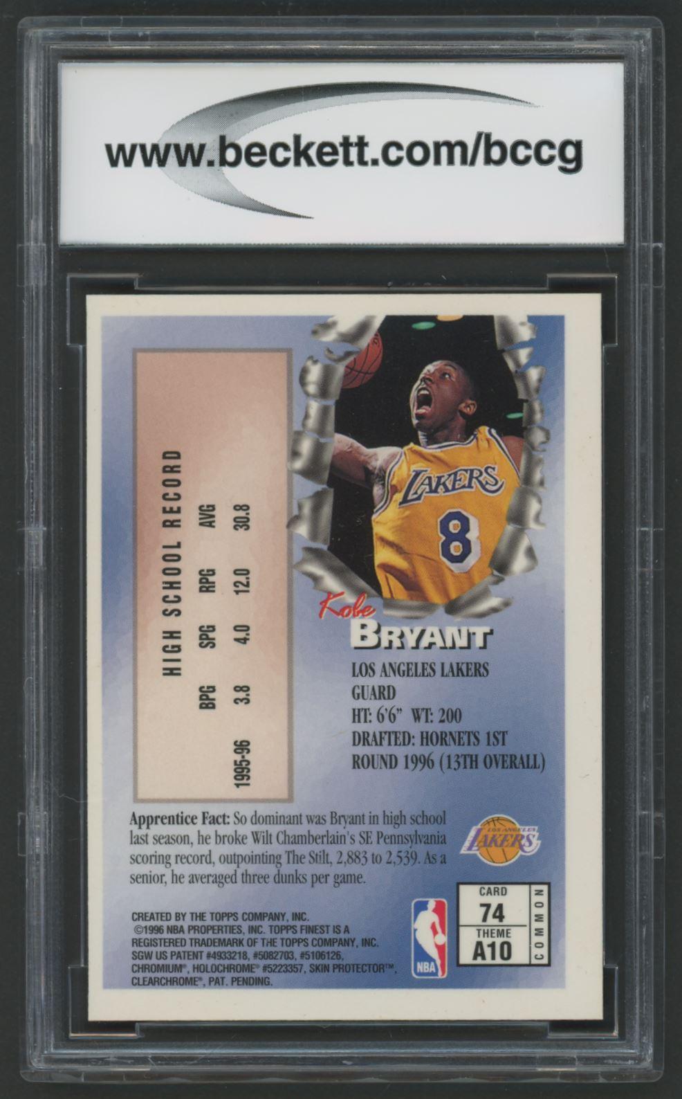Kobe Bryant 1996-97 Finest #74 RC (BCCG 8) at PristineAuction.com Kobe Bryant 1996-97 Finest #74 RC (BCCG 8) at PristineAuction.com