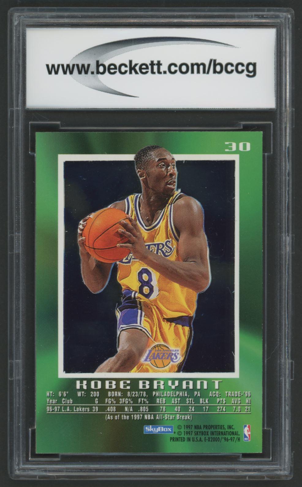 Kobe Bryant 1996-97 E-X2000 #30 (BCCG 8) at PristineAuction.com Kobe Bryant 1996-97 E-X2000 #30 (BCCG 8) at PristineAuction.com