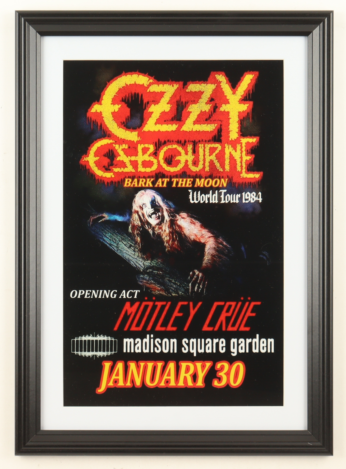 1984 "Ozzy Osbourne: Bark at the Moon" World Tour Custom Framed Poster at PristineAuction.com 1984 "Ozzy Osbourne: Bark at the Moon" World Tour Custom Framed Poster at PristineAuction.com
