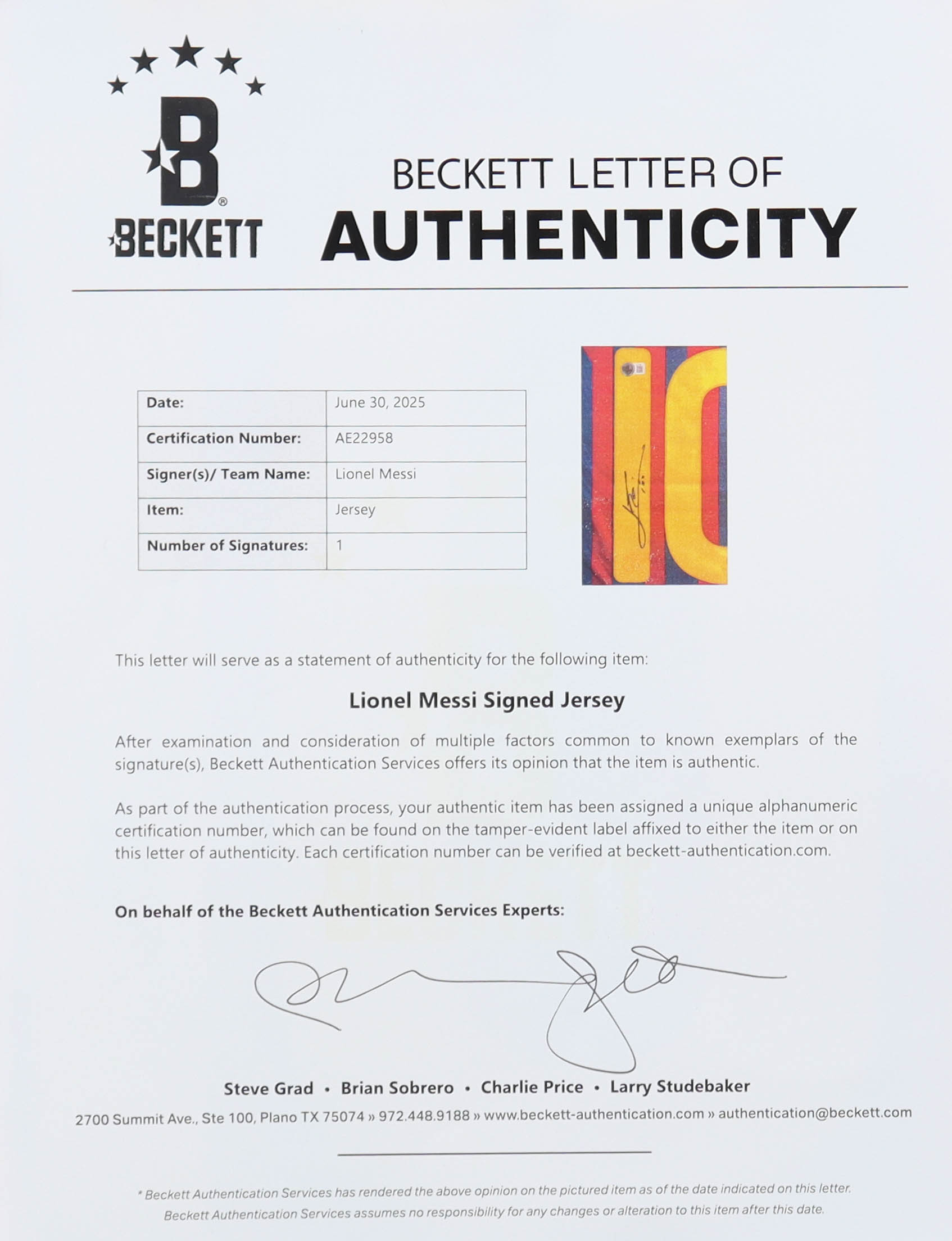 Lionel Messi Signed FC Barcelona Nike Authentic Jersey Inscribed "Leo" (Beckett) at PristineAuction.com Lionel Messi Signed FC Barcelona Nike Authentic Jersey Inscribed "Leo" (Beckett) at PristineAuction.com