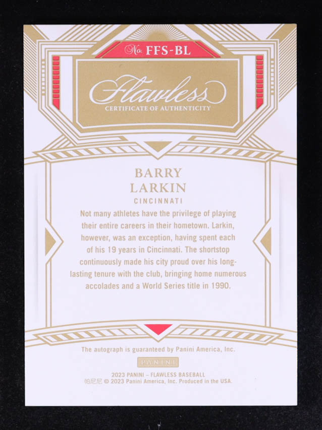 Barry Larkin 2023 Panini Flawless Flawlessly Framed Signatures Ruby #7 #19/20 at PristineAuction.com Barry Larkin 2023 Panini Flawless Flawlessly Framed Signatures Ruby #7 #19/20 at PristineAuction.com