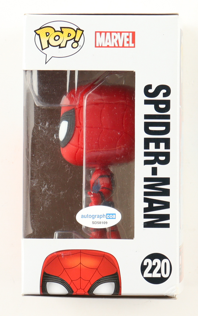 Tom Holland Signed "Spider-Man: Homecoming" #220 Spider-Man Bobble-Head Funko Pop! Vinyl Figure (AutographCOA) at PristineAuction.com Tom Holland Signed "Spider-Man: Homecoming" #220 Spider-Man Bobble-Head Funko Pop! Vinyl Figure (AutographCOA) at PristineAuction.com