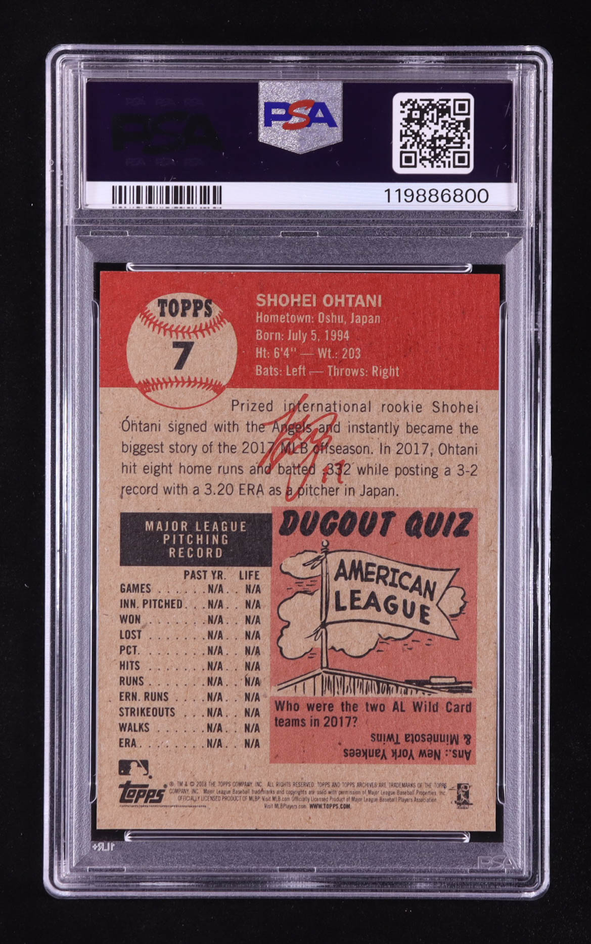 Shohei Ohtani 2018 Topps Living #7 RC (PSA 9) at PristineAuction.com Shohei Ohtani 2018 Topps Living #7 RC (PSA 9) at PristineAuction.com