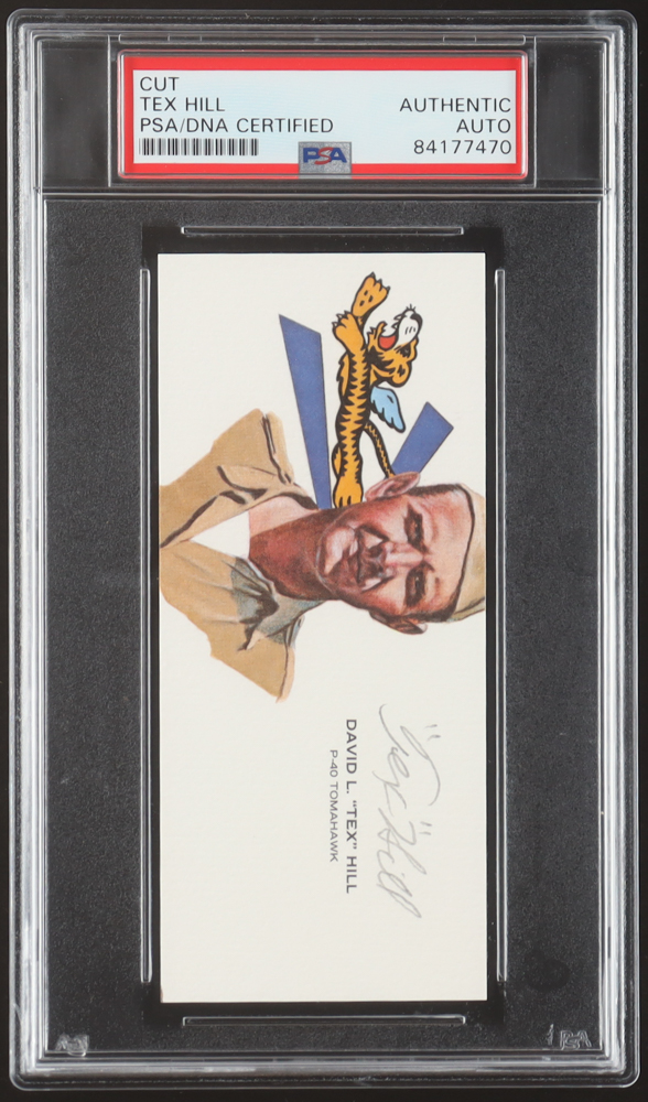 Tex Hill Signed 2x5 Cut (PSA) at PristineAuction.com Tex Hill Signed 2x5 Cut (PSA) at PristineAuction.com