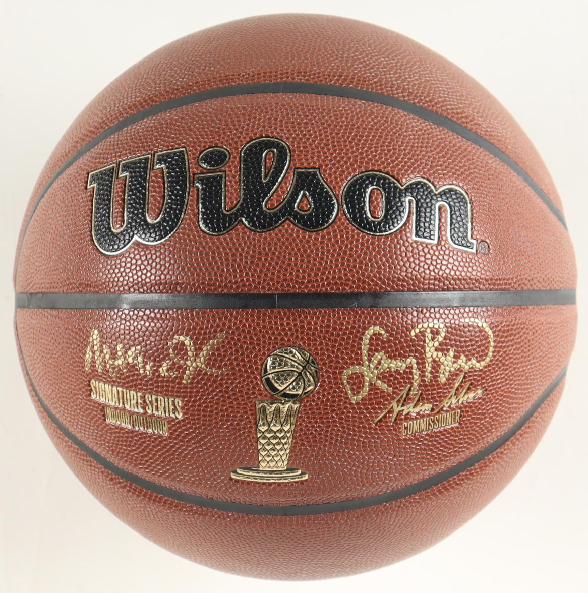 Larry Bird & Magic Johnson Signed NBA Basketball With Display Stand (PSA & Beckett) at PristineAuction.com Larry Bird & Magic Johnson Signed NBA Basketball With Display Stand (PSA & Beckett) at PristineAuction.com