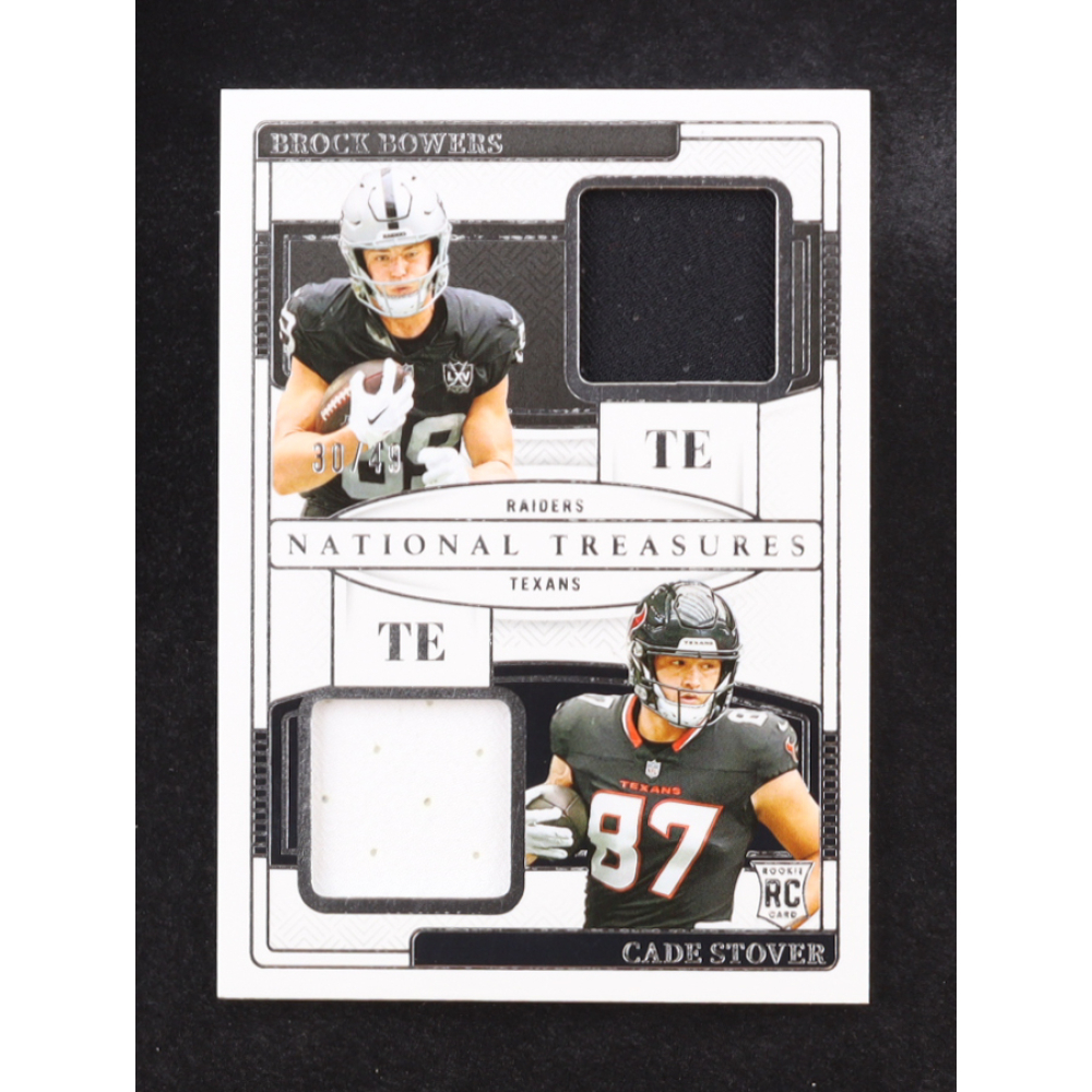 Brock Bowers/Cade Stover 2024 Panini National Treasures Combo Gear Materials #RNCG-TE1 RC #30/49 at PristineAuction.com